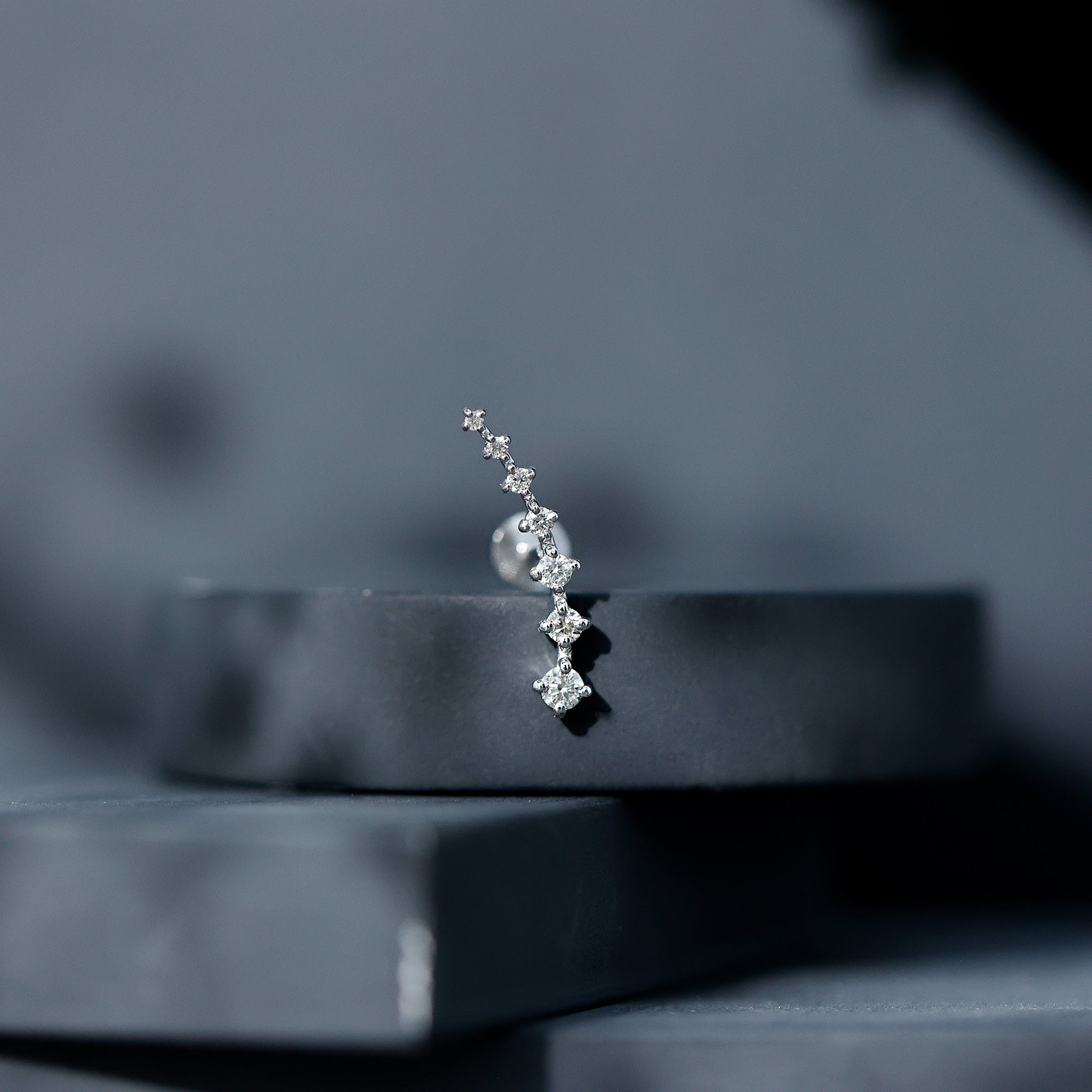 Brilliant Cut Diamond Ear Climber Earring for Helix Piercing Lab - ( EF-VS ) - Rosec Jewels