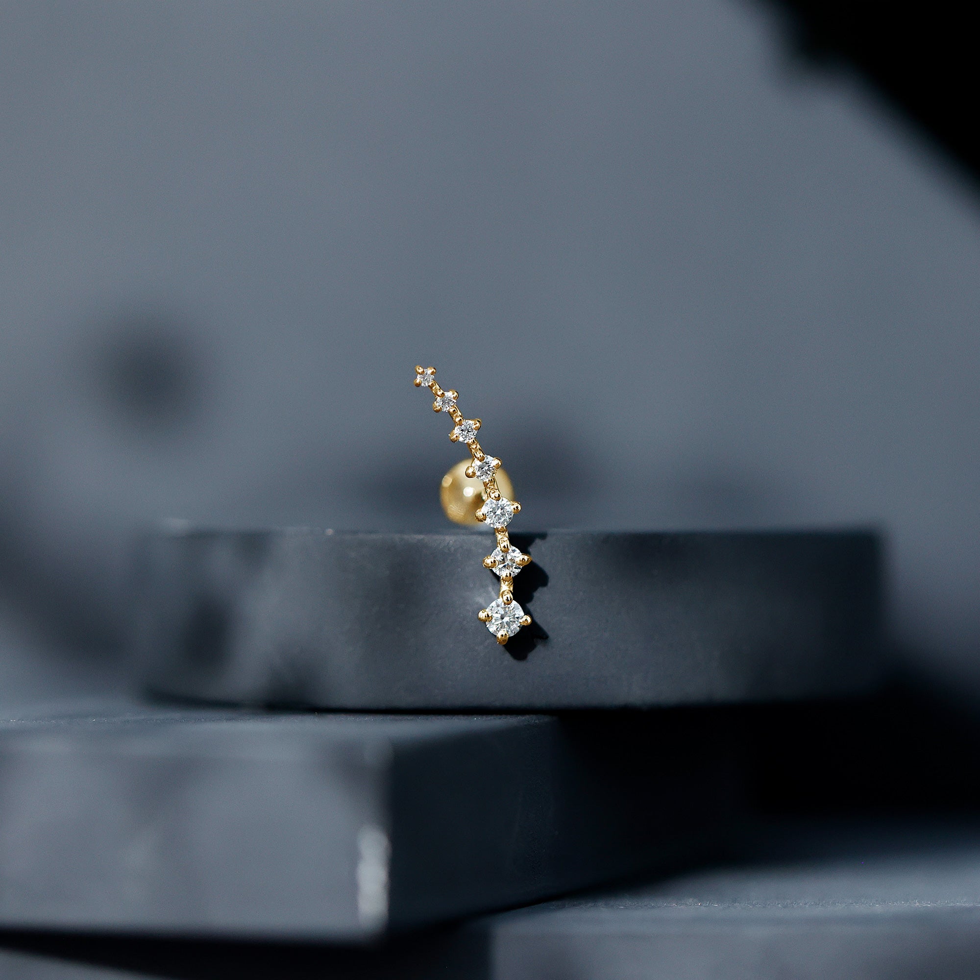 Brilliant Cut Diamond Ear Climber Earring for Helix Piercing Lab - ( EF-VS ) - Rosec Jewels
