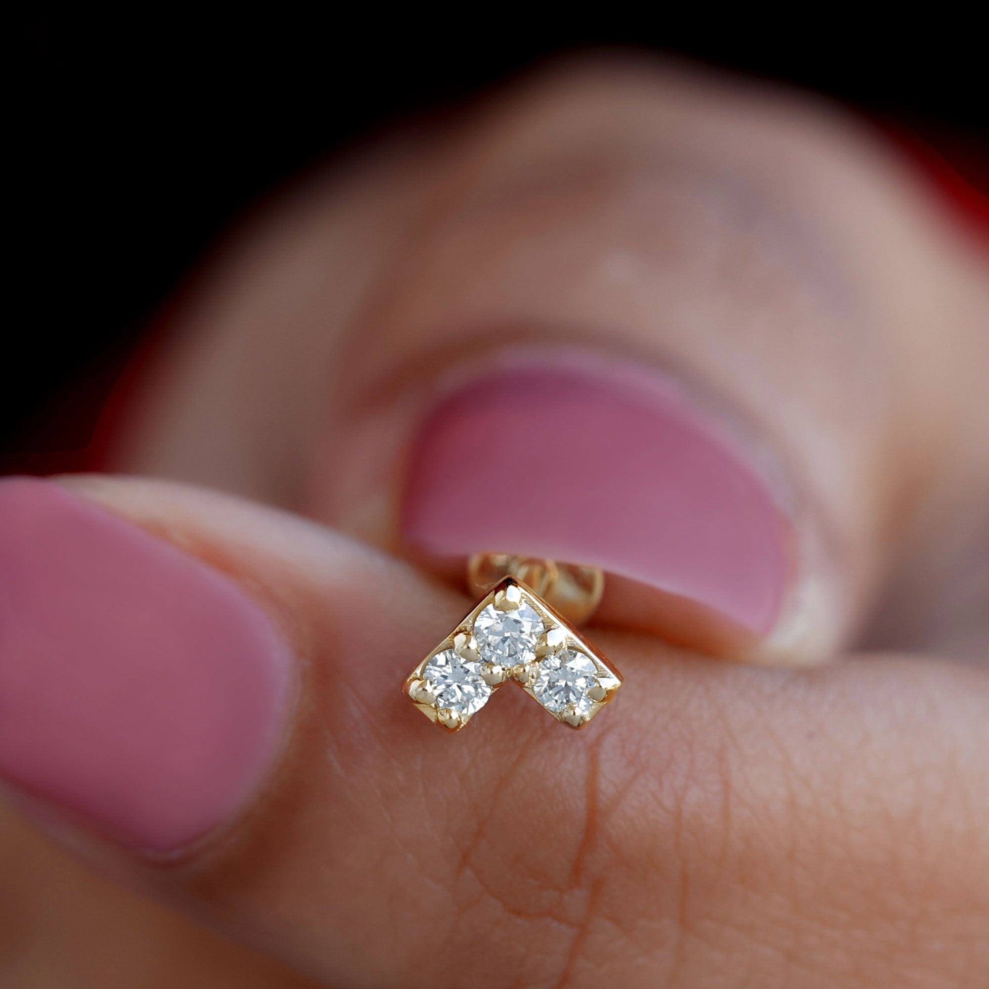 Rosec Jewels-Certified Diamond Chevron V Earring for Tragus Piercing