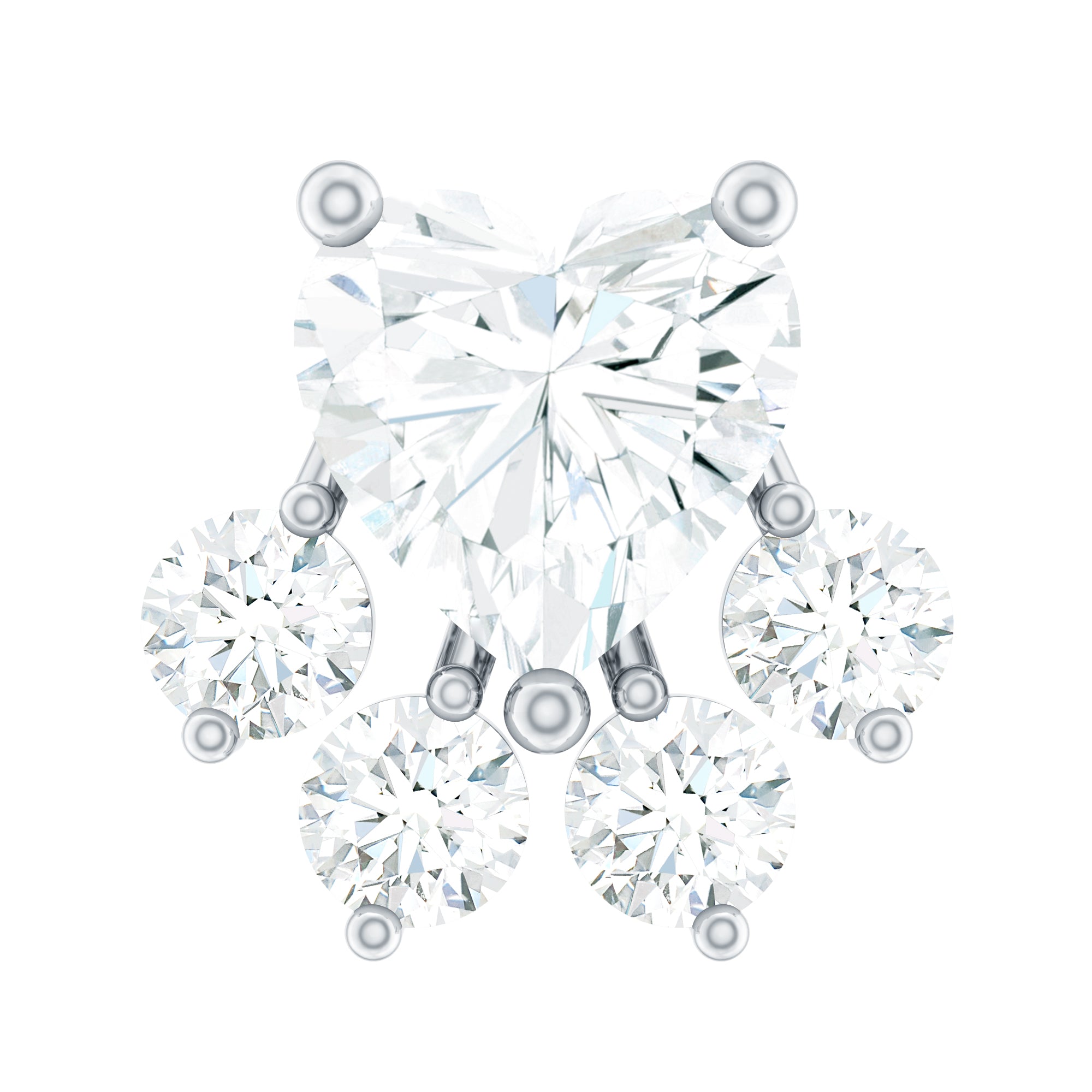 Heart Shape Diamond Dog Paw Earring for Helix Piercing Lab - ( EF-VS ) - Rosec Jewels