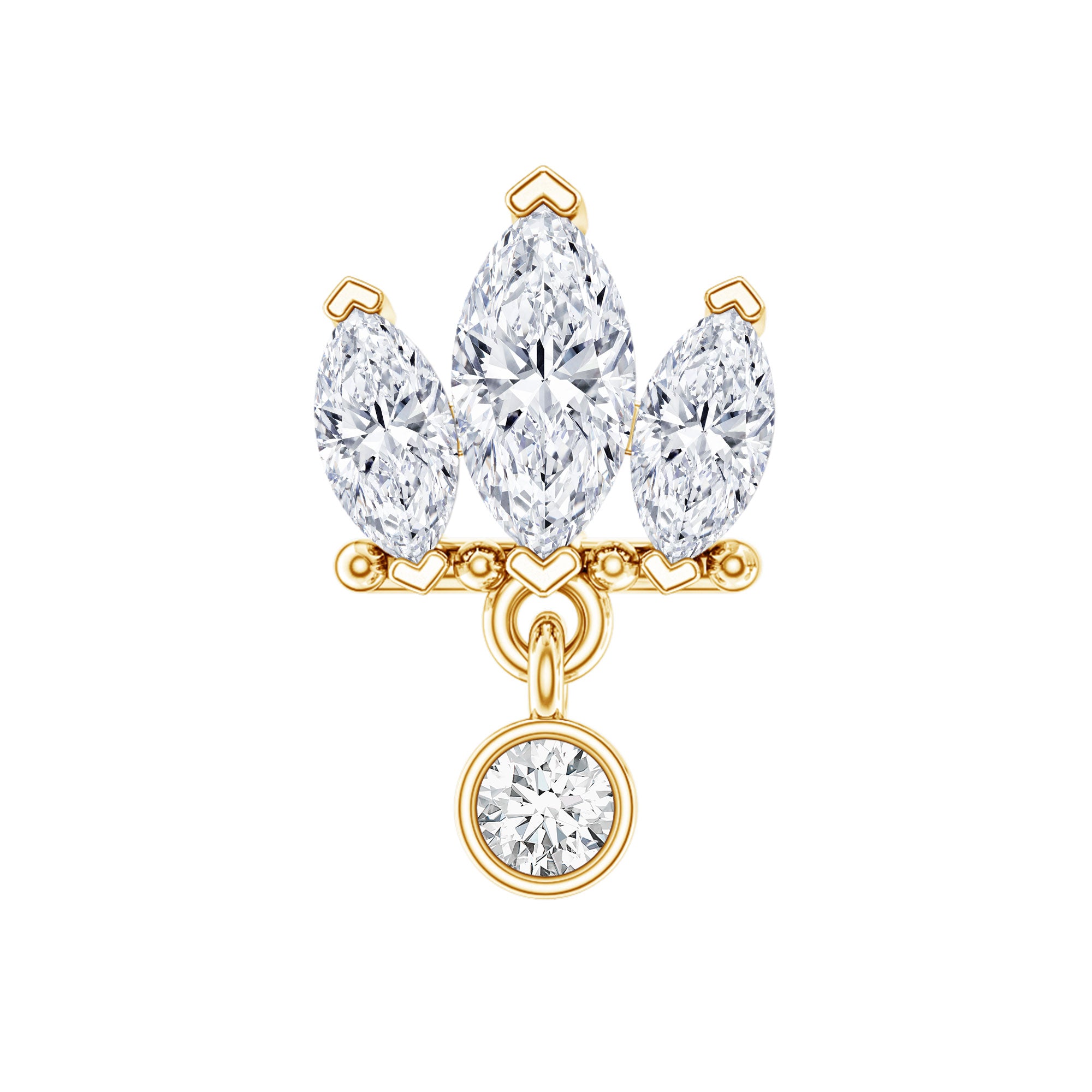 Three Marquise Shape Diamond Helix Drop Earring Lab - ( EF-VS ) - Rosec Jewels