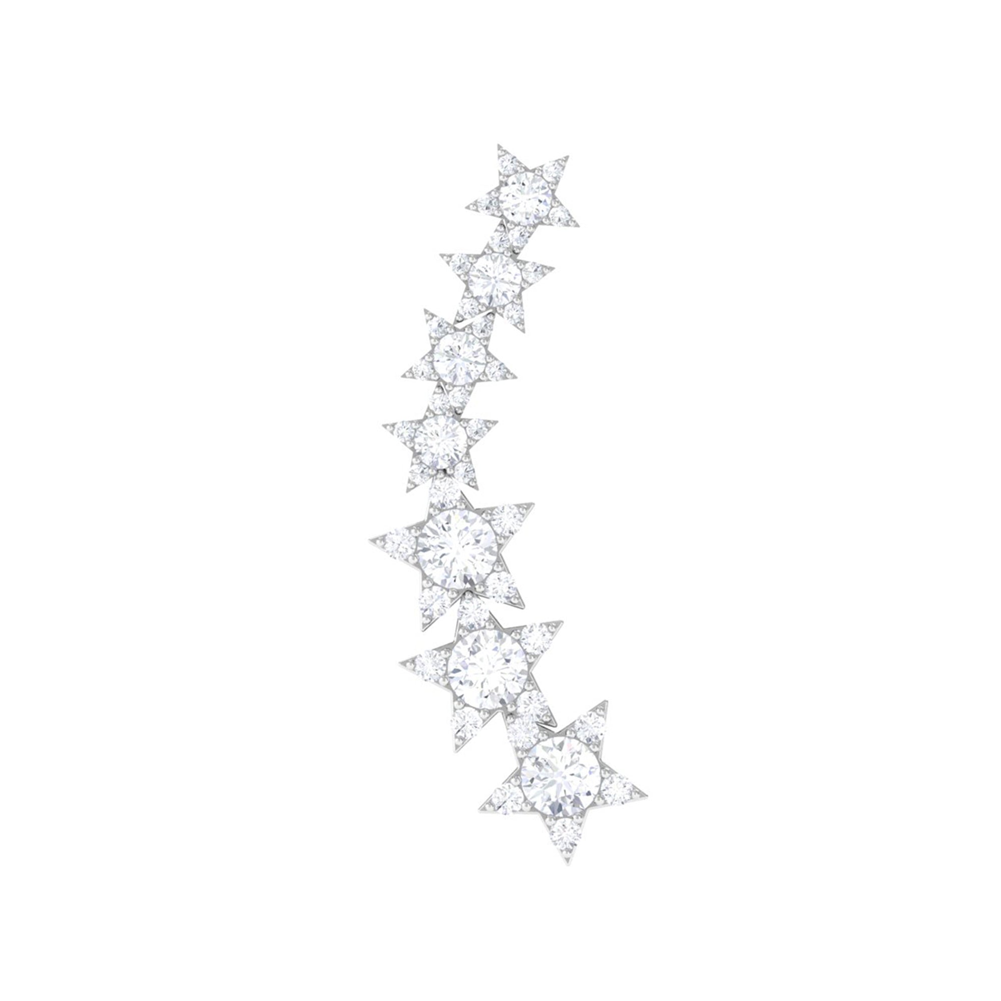 Certified Diamond Star Ear Cuff Earring for Helix Piercing Lab - ( EF-VS ) - Rosec Jewels