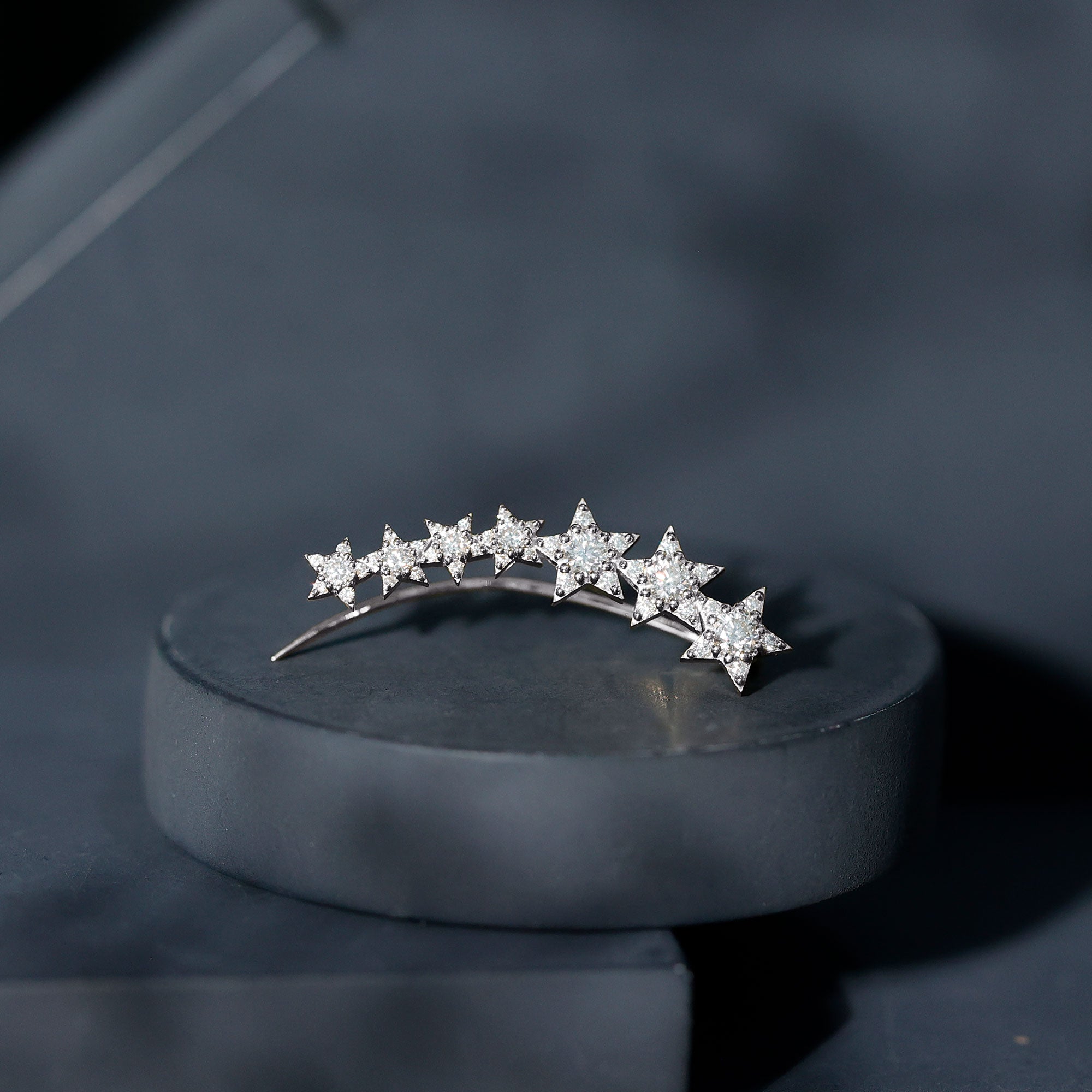 Certified Diamond Star Ear Cuff Earring for Helix Piercing Lab - ( EF-VS ) - Rosec Jewels