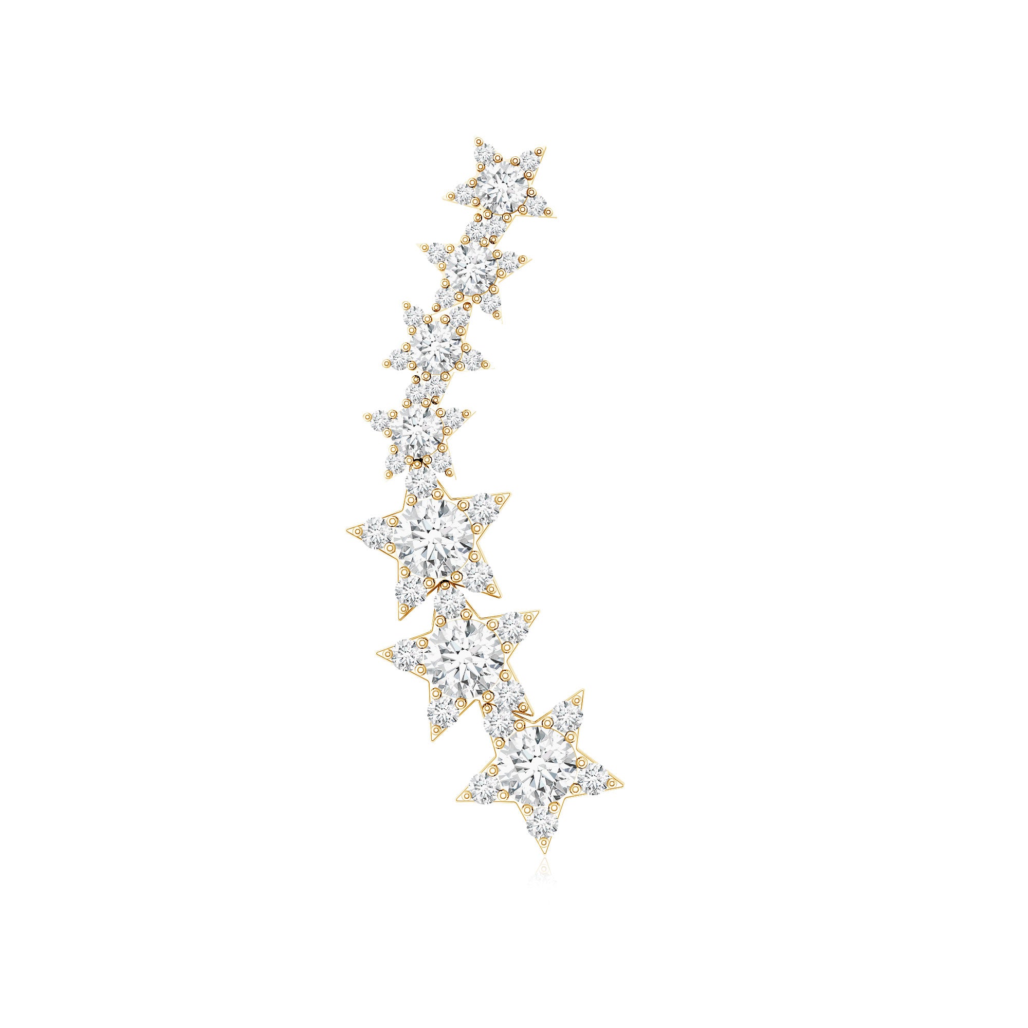 Certified Diamond Star Ear Cuff Earring for Helix Piercing Lab - ( EF-VS ) - Rosec Jewels