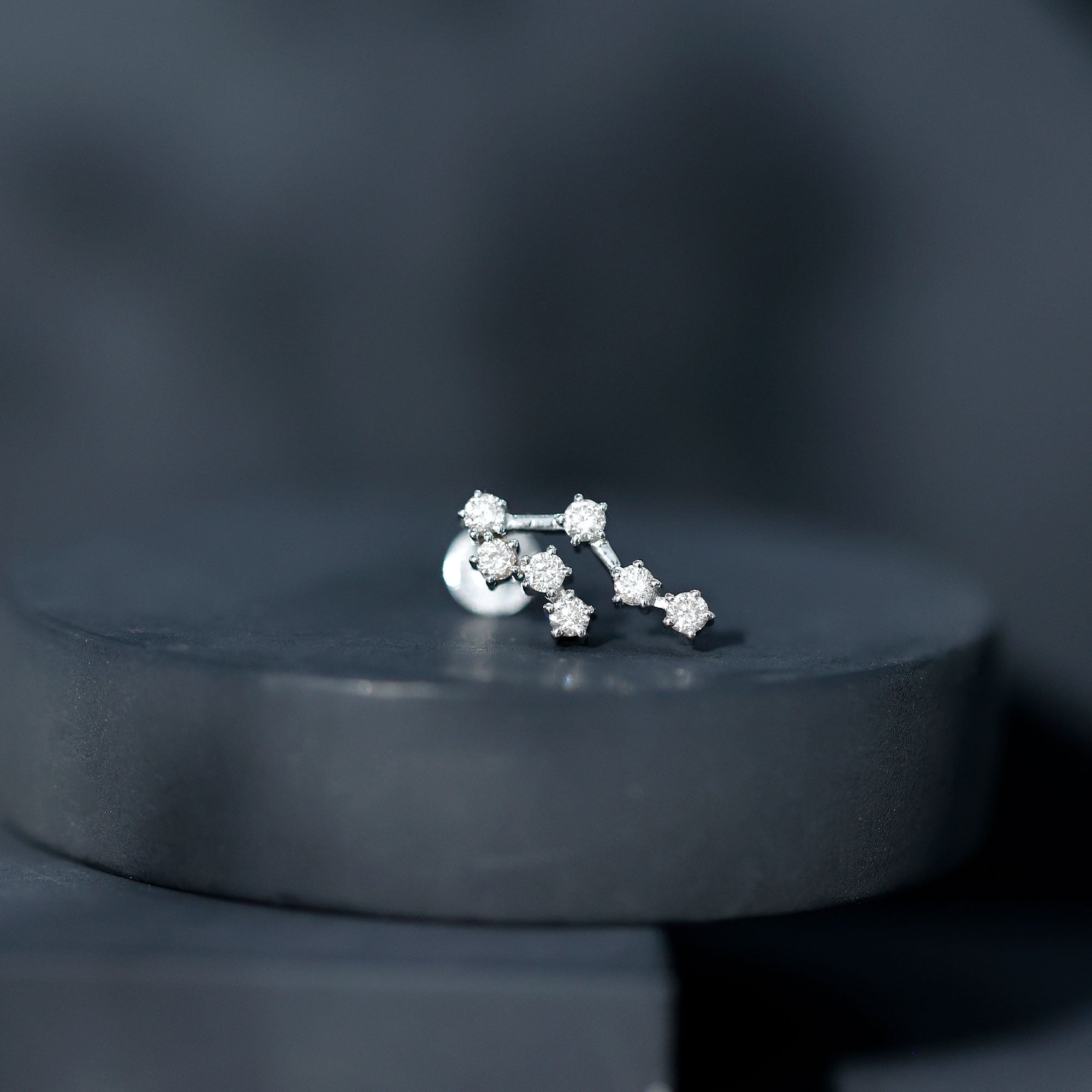 Round Diamond Gemini Zodiac Cartilage Earring Lab - ( EF-VS ) - Rosec Jewels
