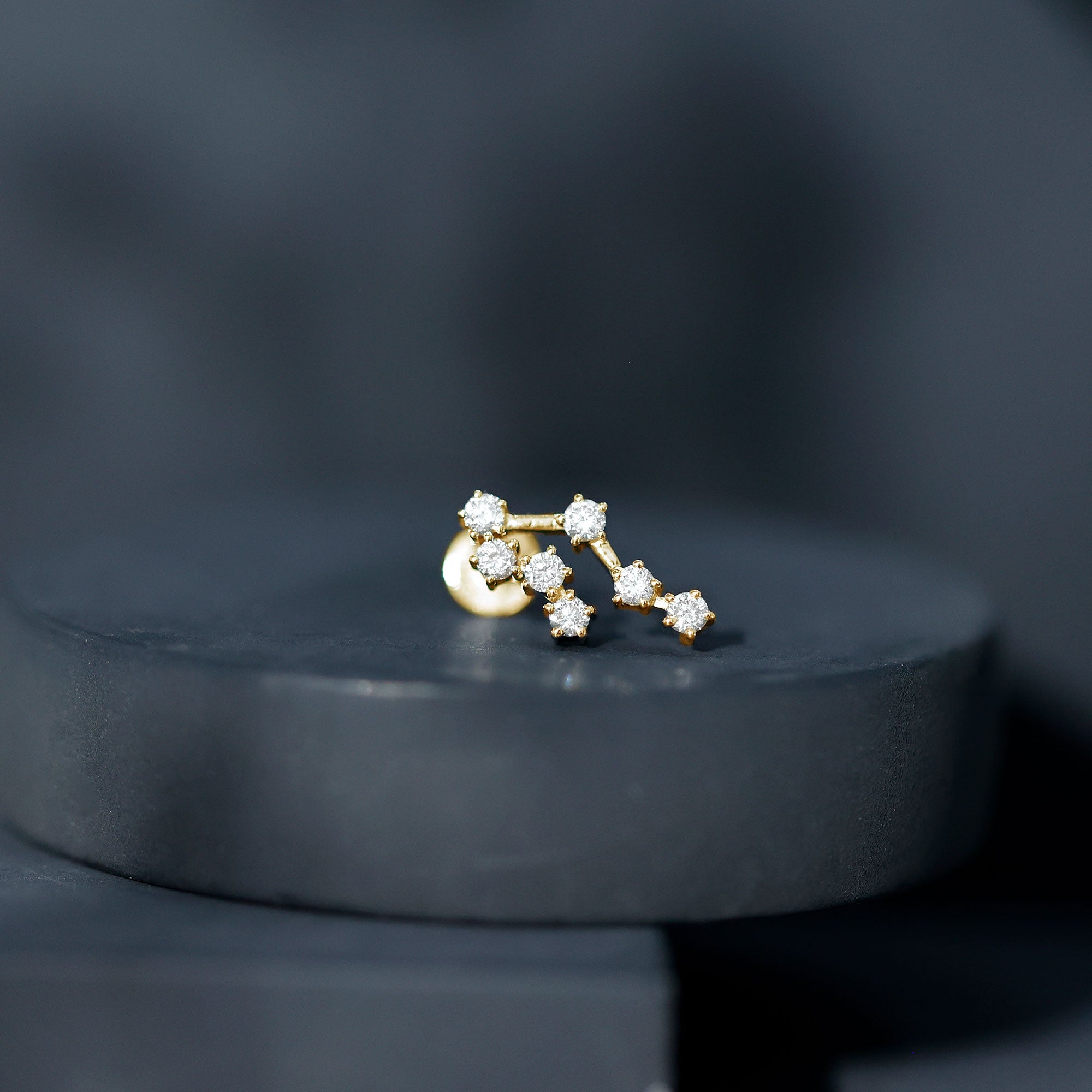 Round Diamond Gemini Zodiac Cartilage Earring Lab - ( EF-VS ) - Rosec Jewels