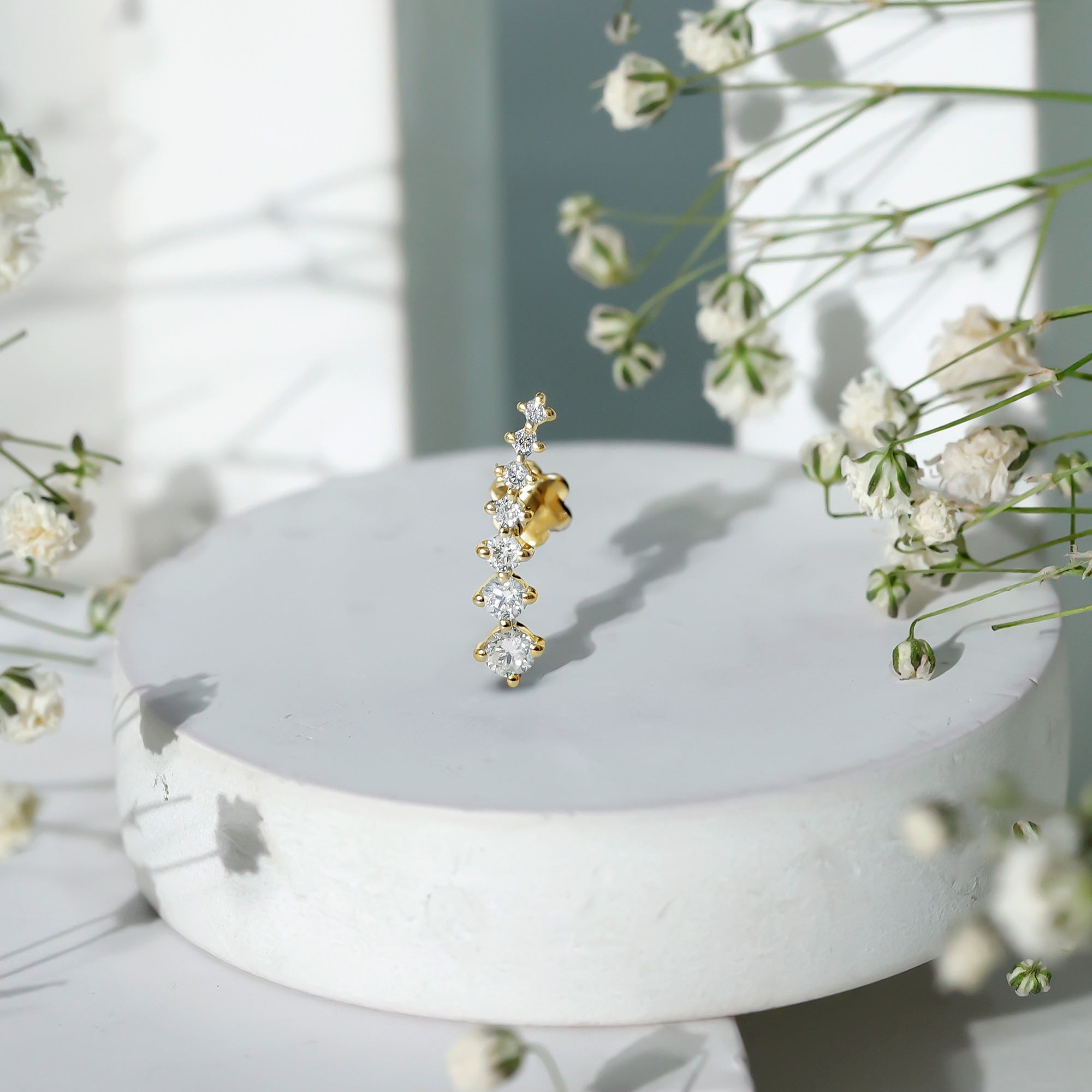 Graduated Style Diamond Ear Climber Earring Lab - ( EF-VS ) - Rosec Jewels