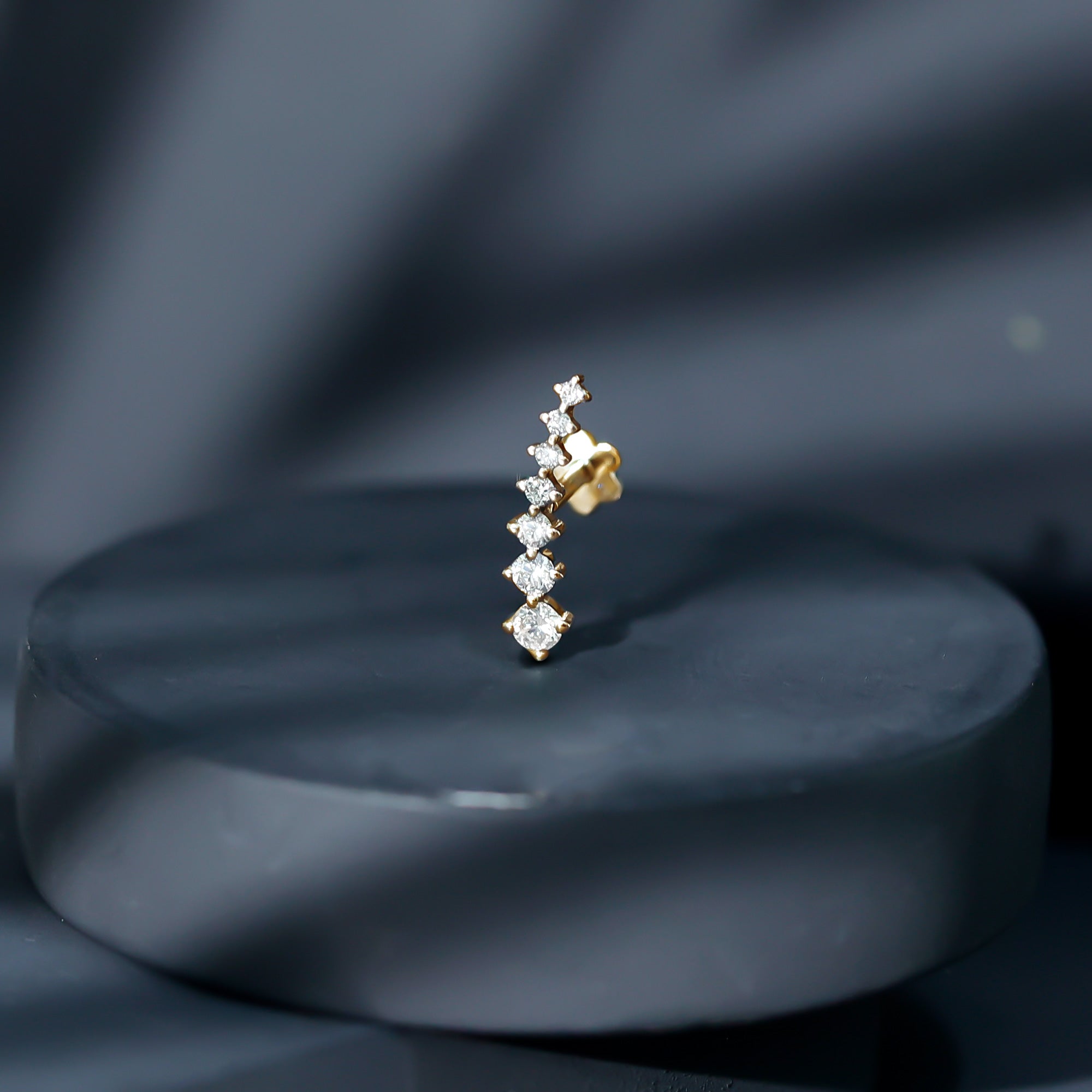 Graduated Style Diamond Ear Climber Earring Lab - ( EF-VS ) - Rosec Jewels