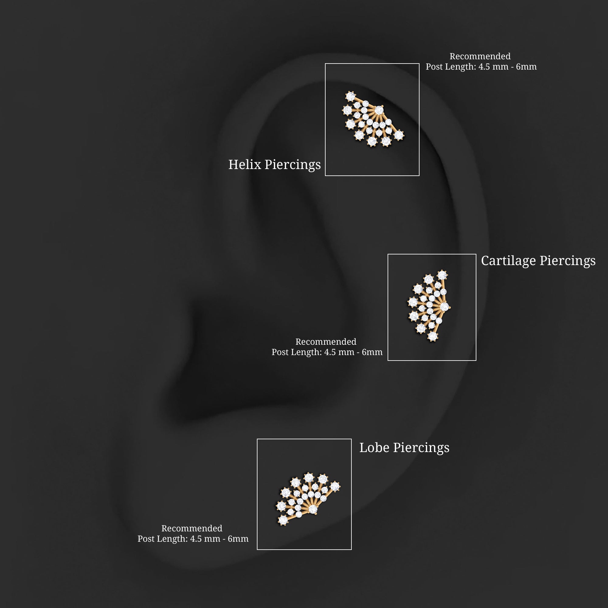 Rosec Jewels-Unique Diamond Fan Cartilage Earring for Women