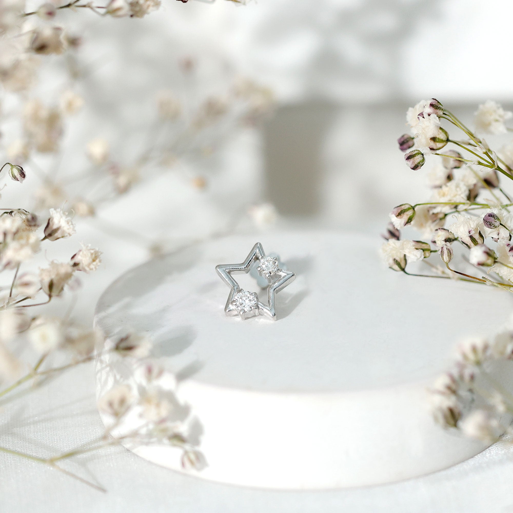 Certified Diamond Star Earring for Upper Lobe Piercing Lab - ( EF-VS ) - Rosec Jewels