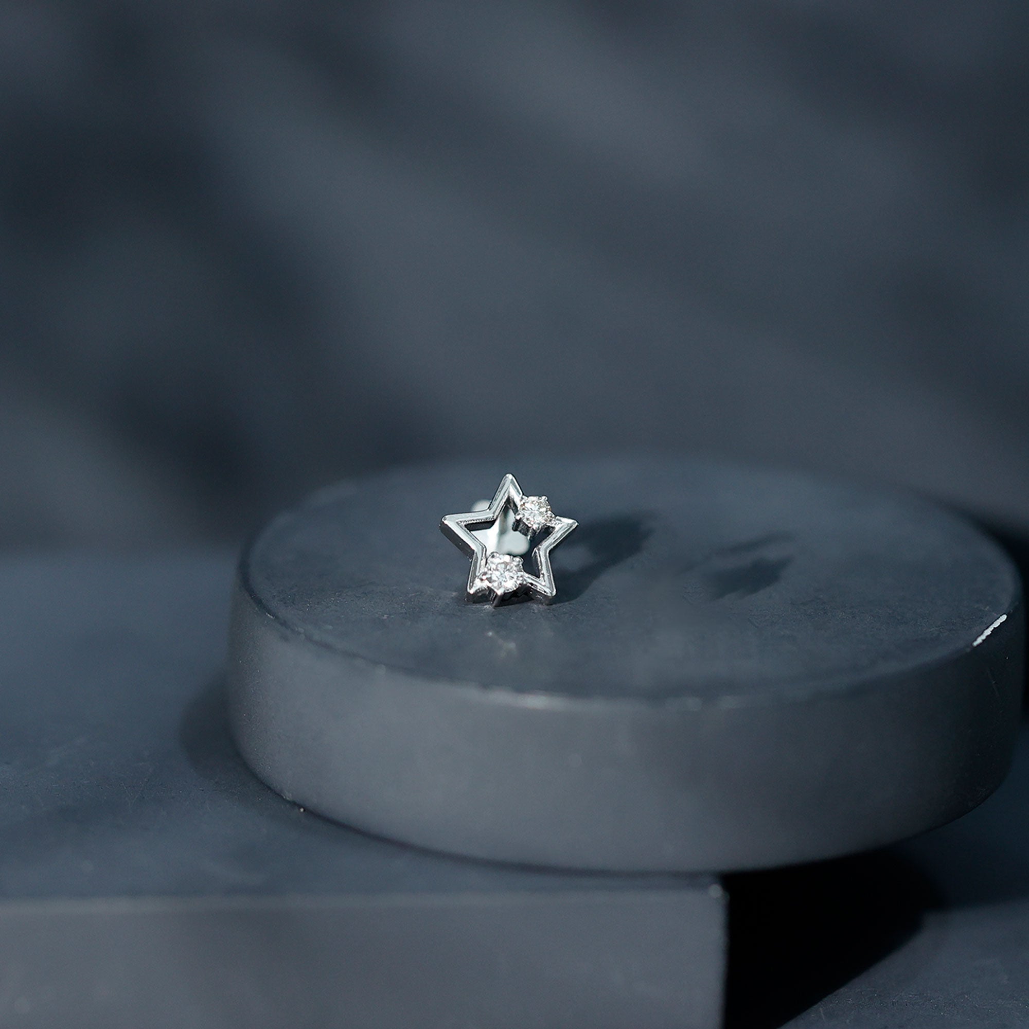 Certified Diamond Star Earring for Upper Lobe Piercing Lab - ( EF-VS ) - Rosec Jewels