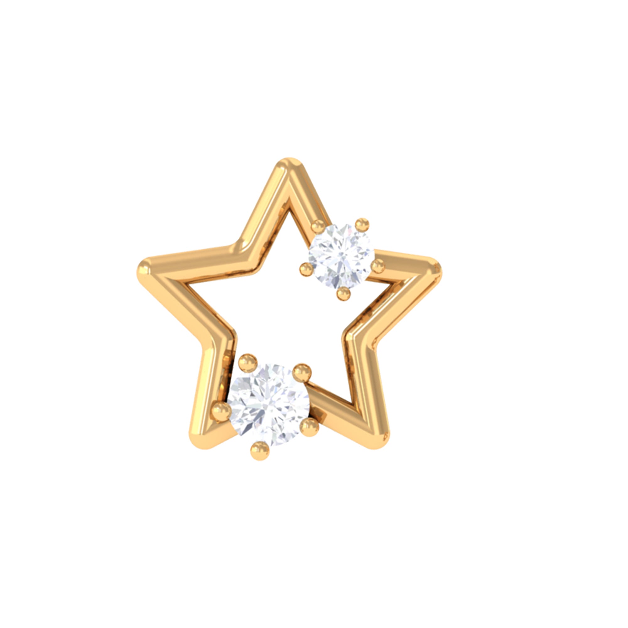 Certified Diamond Star Earring for Upper Lobe Piercing Lab - ( EF-VS ) - Rosec Jewels