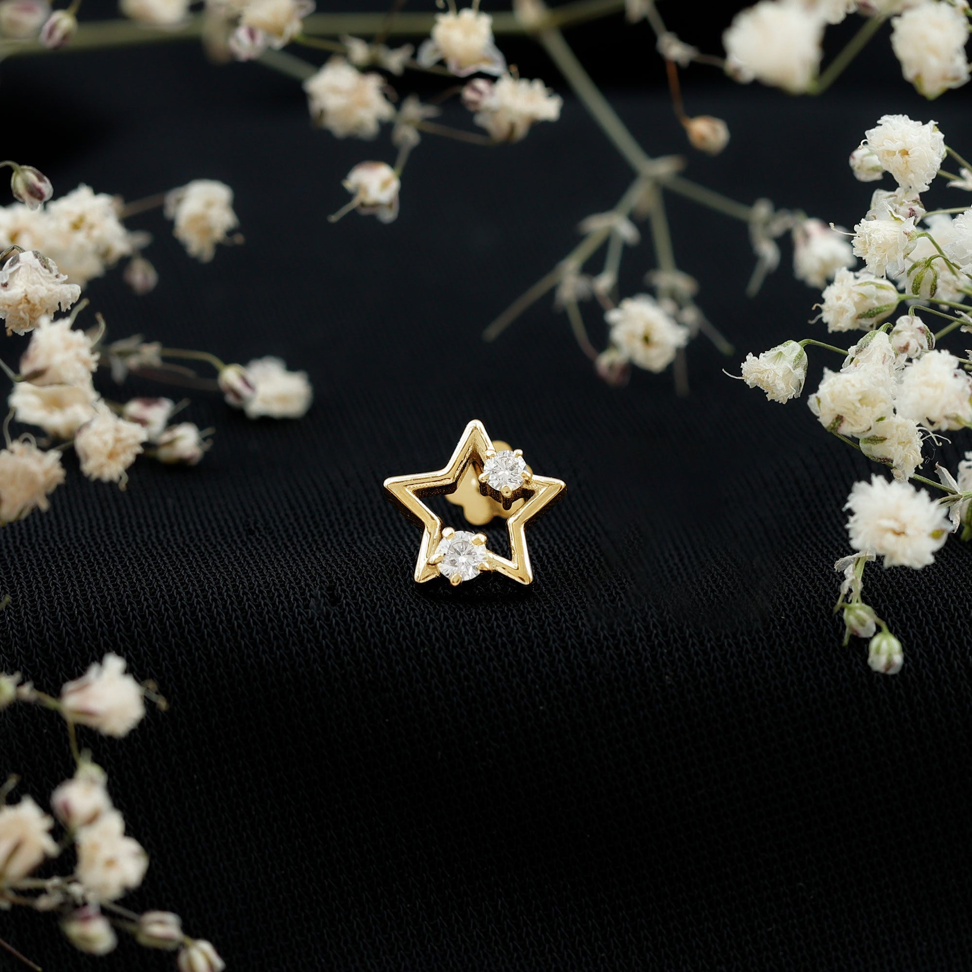 Certified Diamond Star Earring for Upper Lobe Piercing Lab - ( EF-VS ) - Rosec Jewels