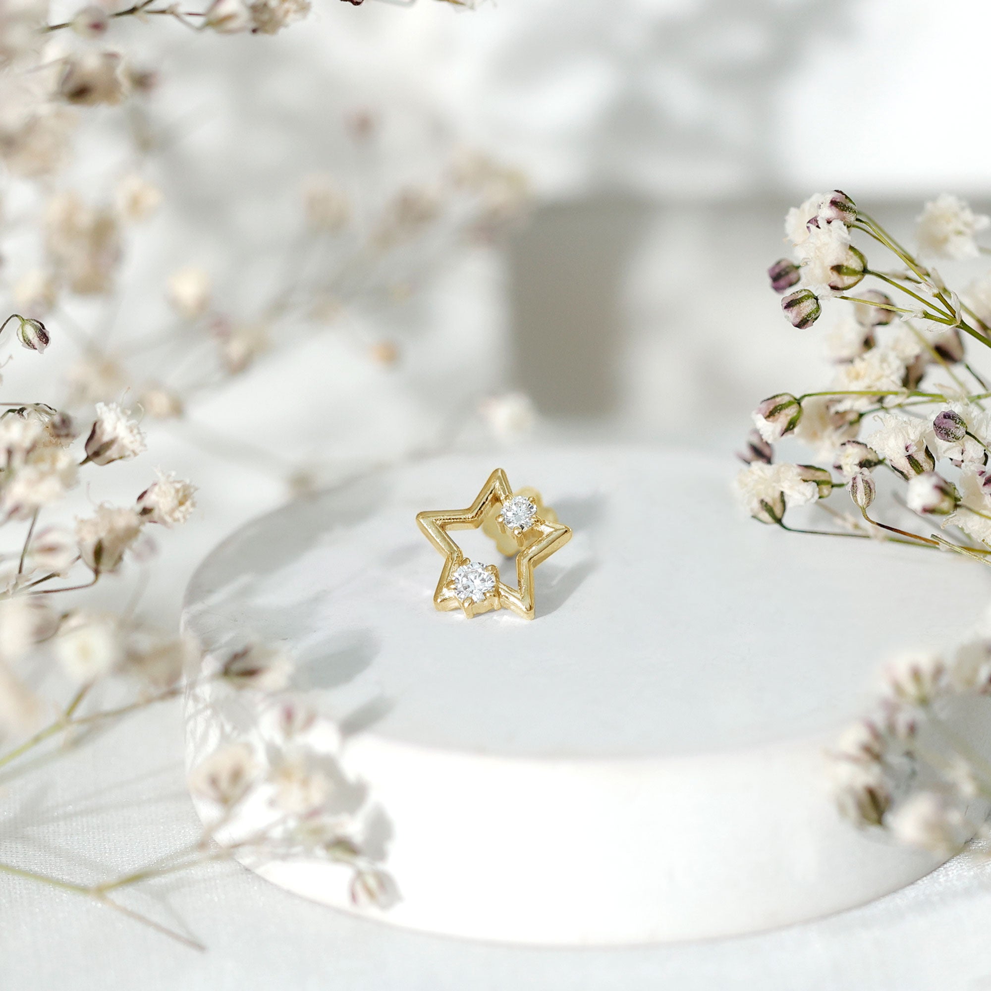Certified Diamond Star Earring for Upper Lobe Piercing Lab - ( EF-VS ) - Rosec Jewels
