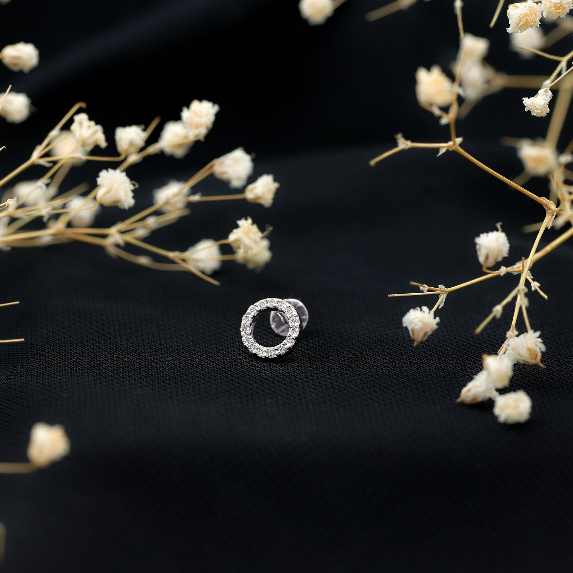 Simple Diamond Open Circle Earring with Flat Back Lab - ( EF-VS ) - Rosec Jewels