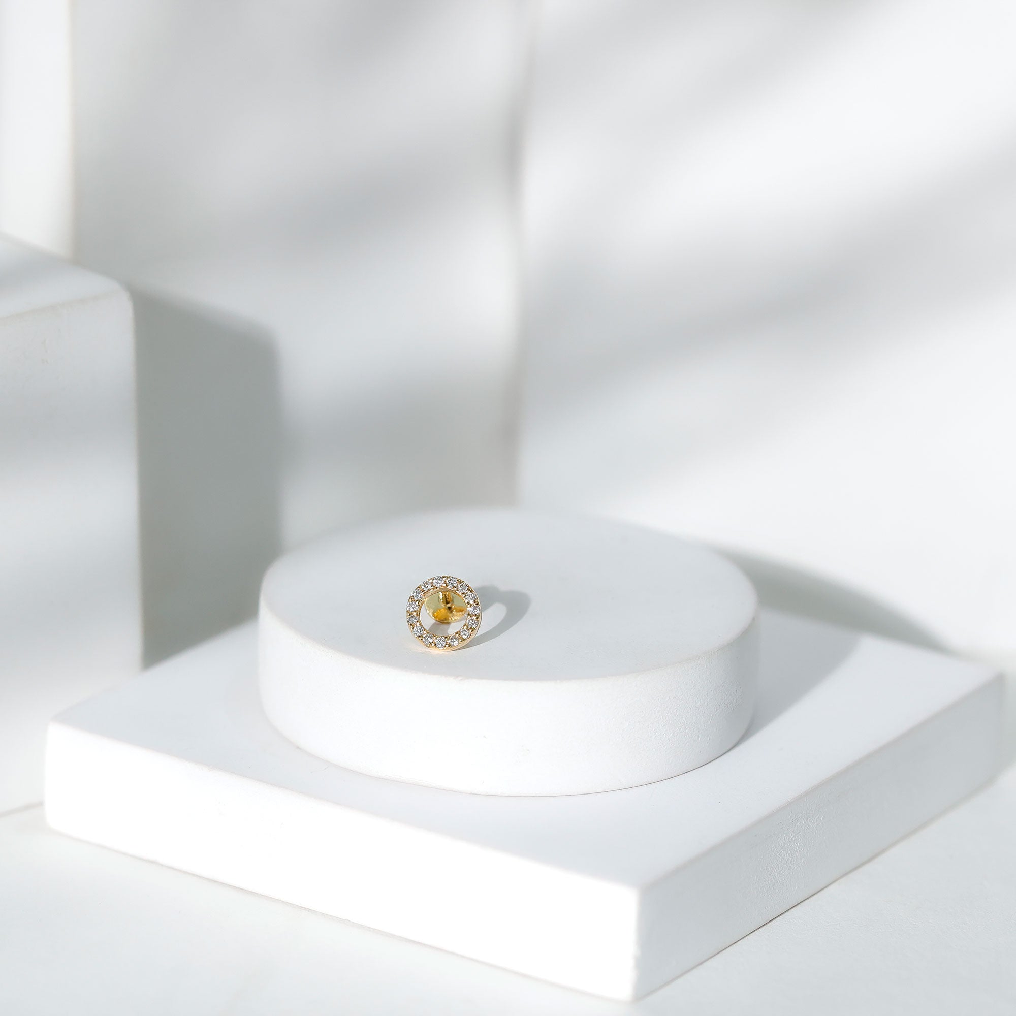 Simple Diamond Open Circle Earring with Flat Back Lab - ( EF-VS ) - Rosec Jewels