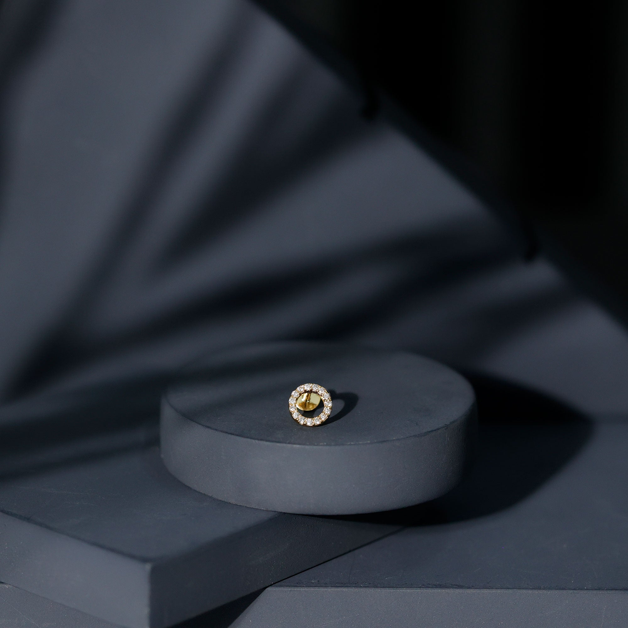 Simple Diamond Open Circle Earring with Flat Back Lab - ( EF-VS ) - Rosec Jewels