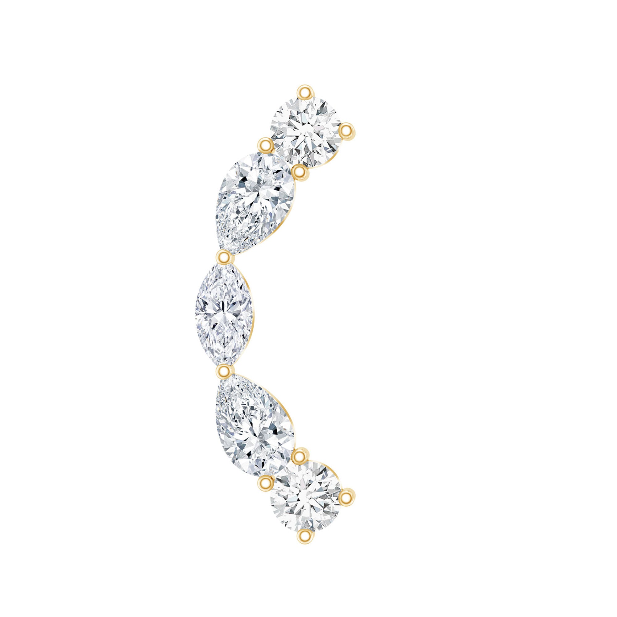 Pear Diamond Ear Crawler Earring for Helix Piercing Lab - ( EF-VS ) - Rosec Jewels
