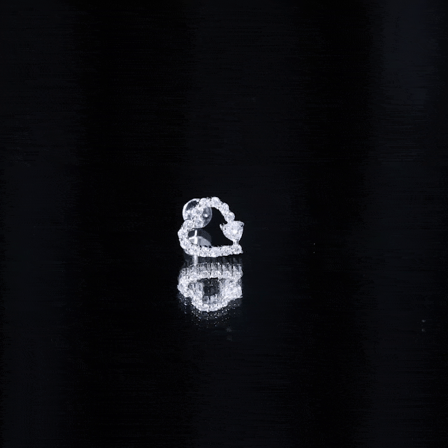 Diamond Heart Shape Cartilage Earring Lab - ( EF-VS ) - Rosec Jewels