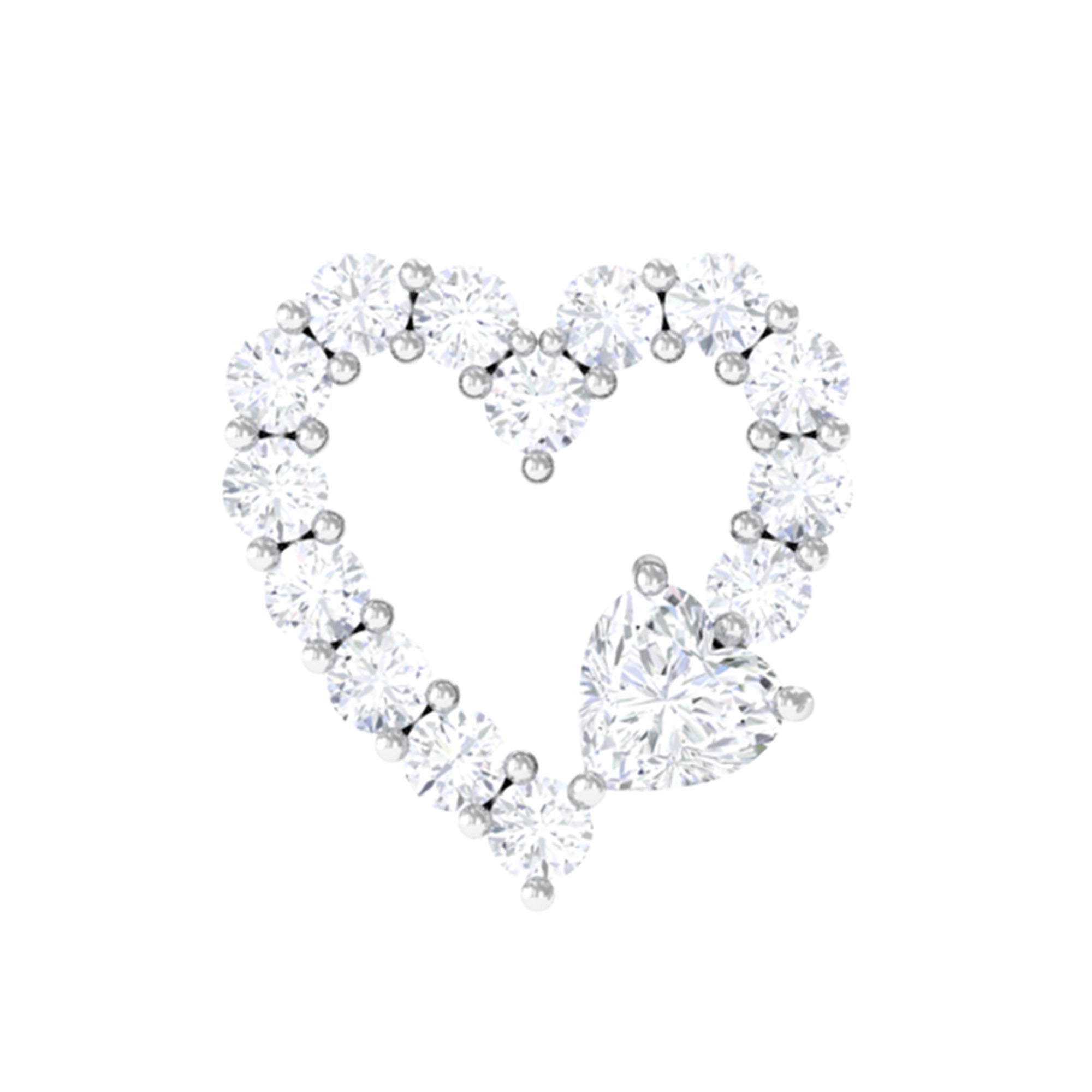 Diamond Heart Shape Cartilage Earring Lab - ( EF-VS ) - Rosec Jewels