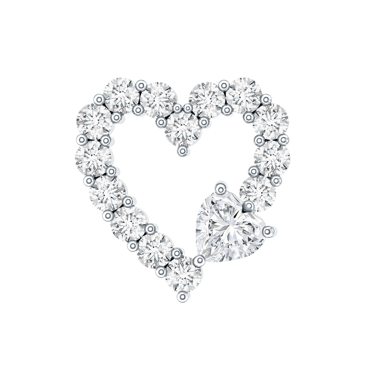Diamond Heart Shape Cartilage Earring Lab - ( EF-VS ) - Rosec Jewels
