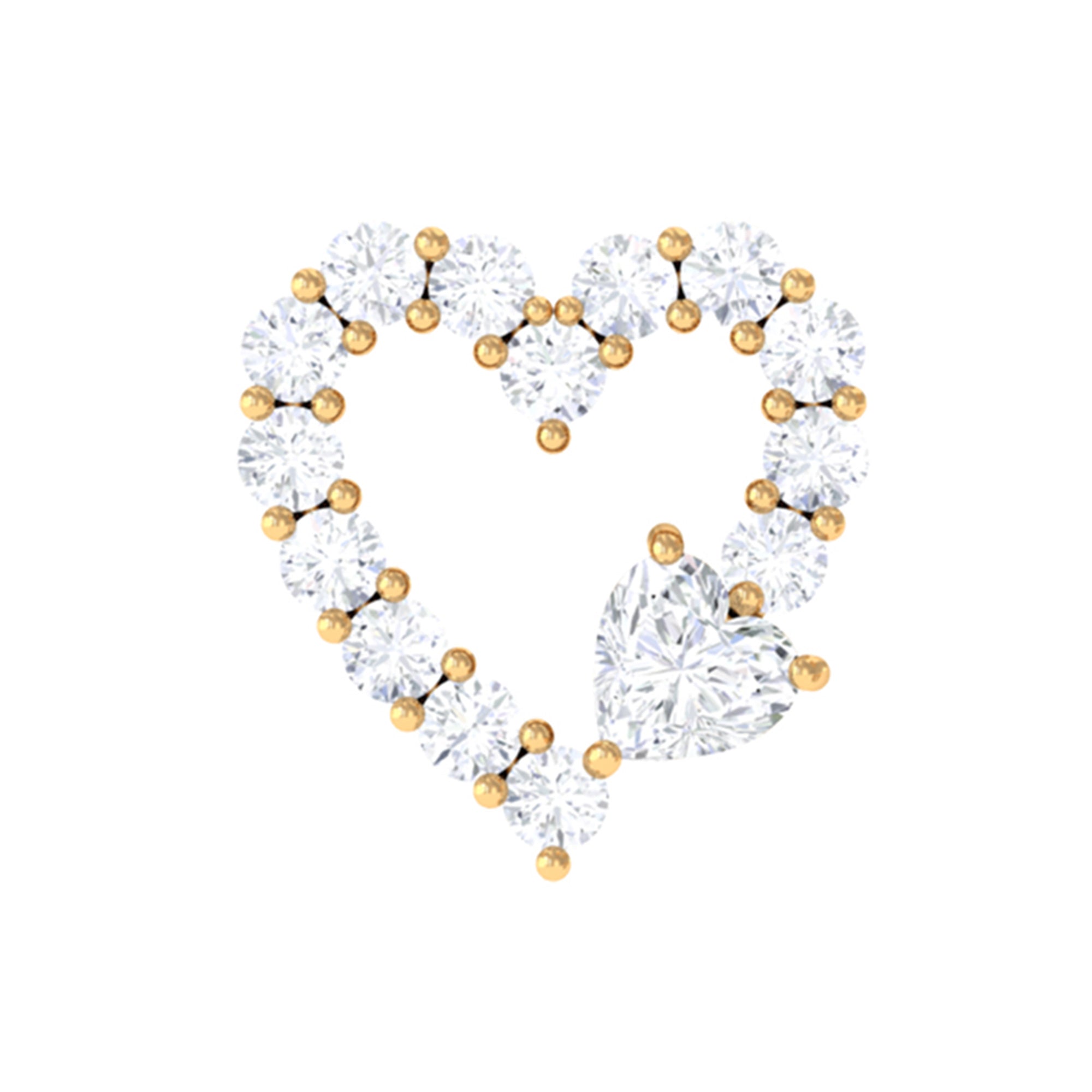 Diamond Heart Shape Cartilage Earring Lab - ( EF-VS ) - Rosec Jewels