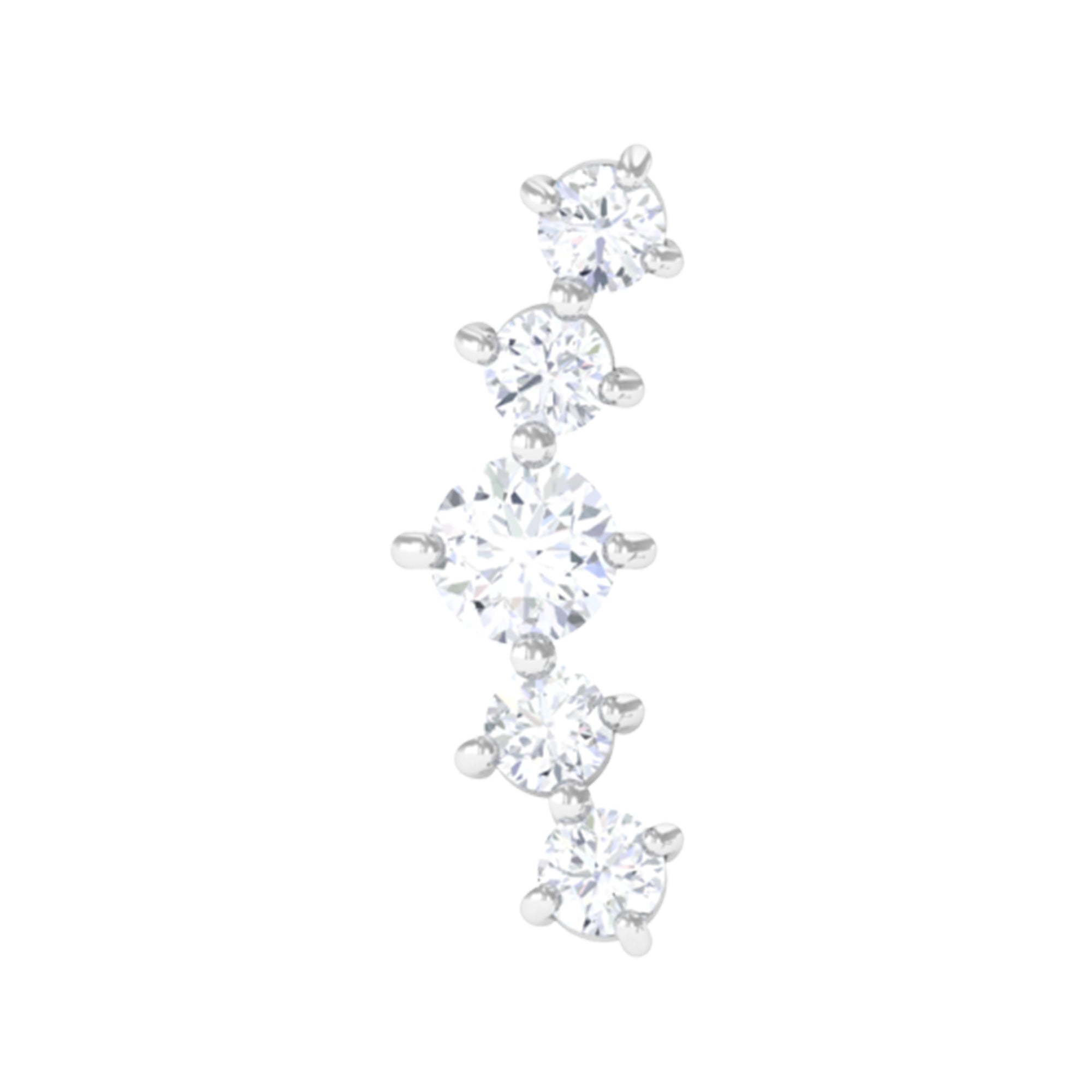 Graduated Style Diamond Crawler Earring for Women Lab - ( EF-VS ) - Rosec Jewels
