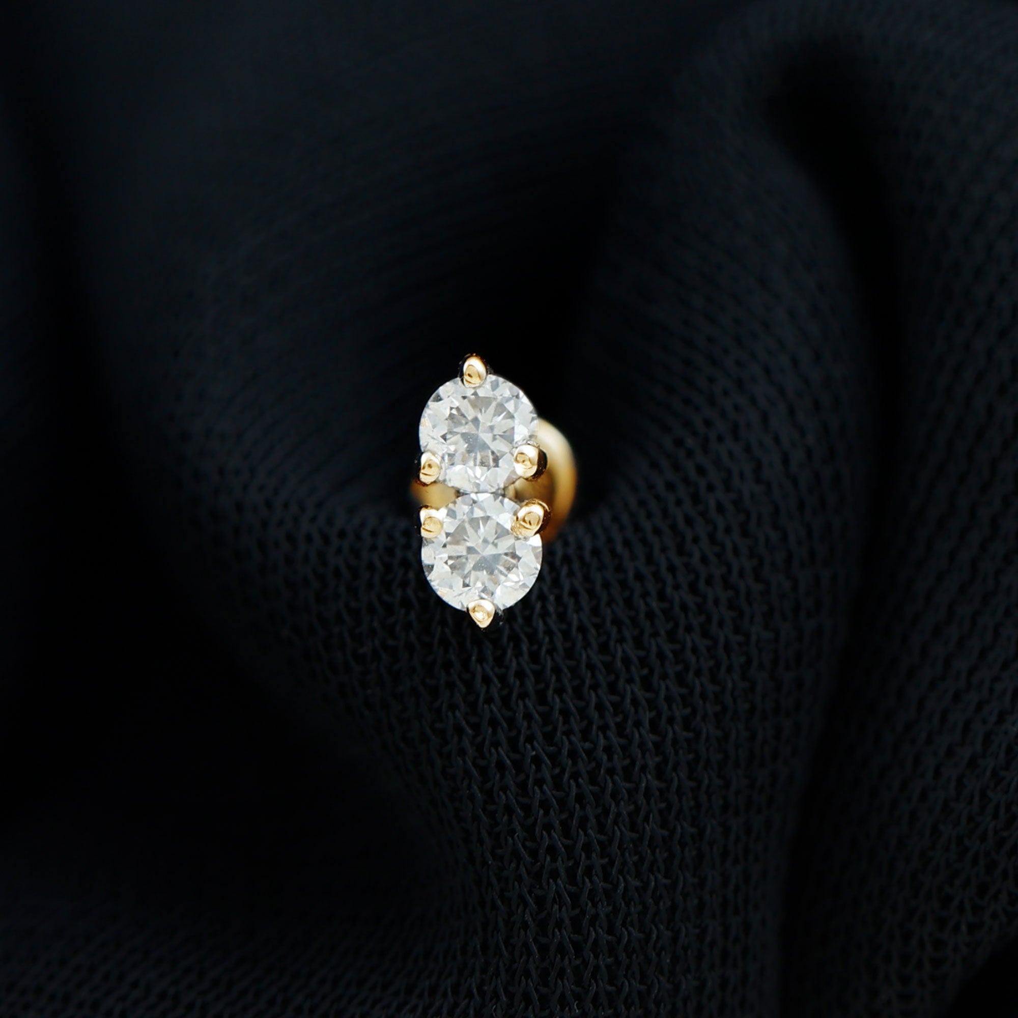 Natural Diamond 2 Stone Earring for Tragus Piercing Lab - ( EF-VS ) - Rosec Jewels