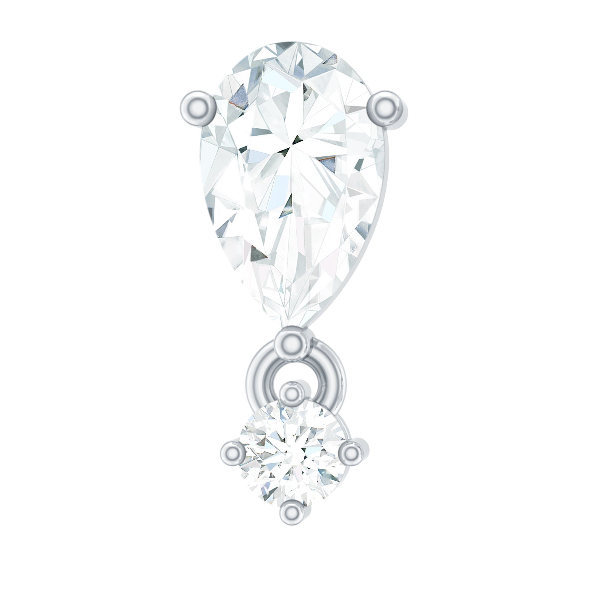 Pear Diamond Drop Earring for Helix Piercing Lab - ( EF-VS ) - Rosec Jewels