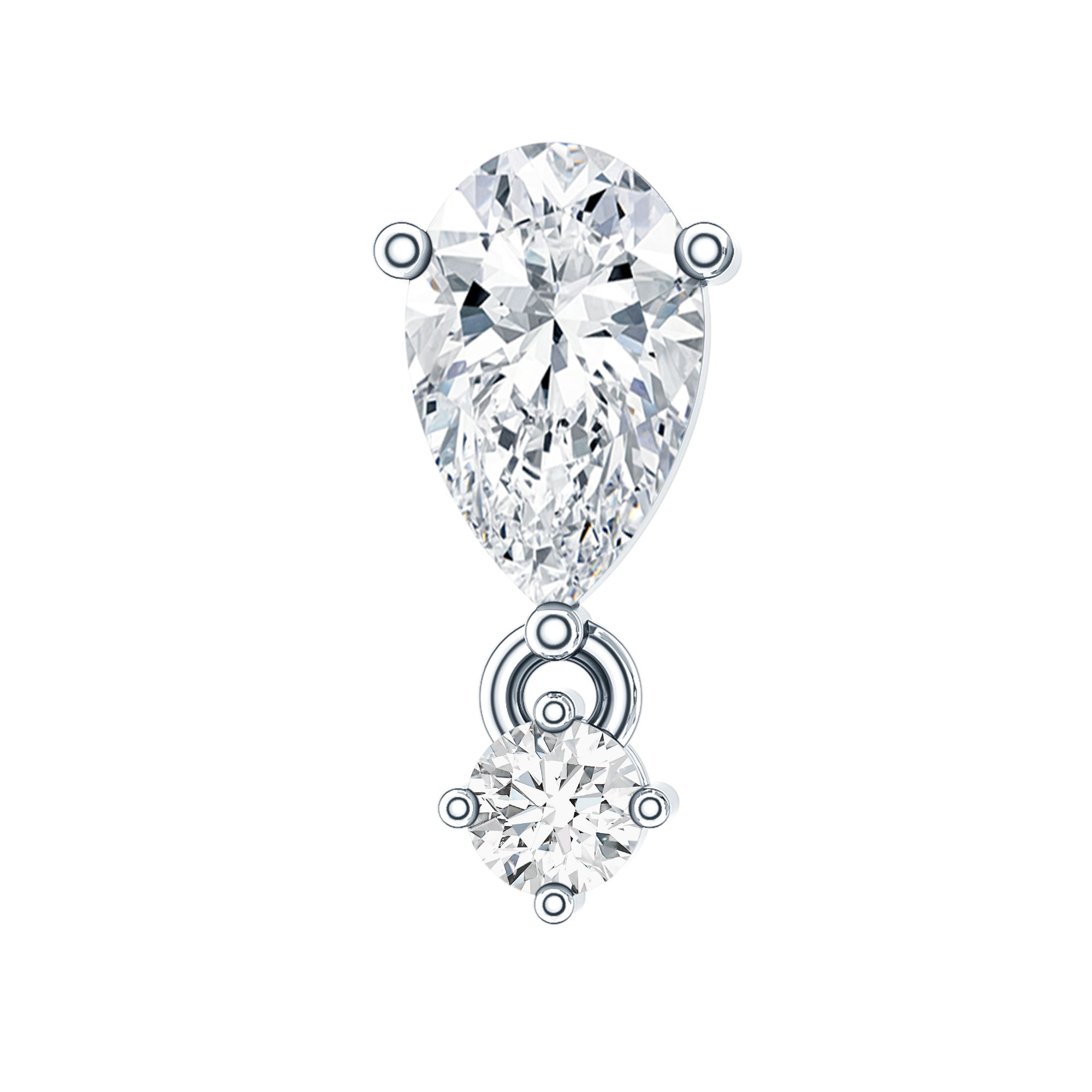 Pear Diamond Drop Earring for Helix Piercing Lab - ( EF-VS ) - Rosec Jewels