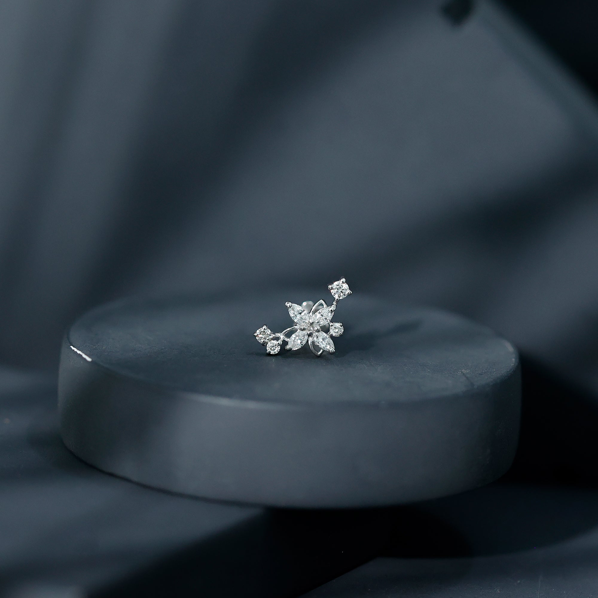 Diamond Flower Crawler Earring Lab - ( EF-VS ) - Rosec Jewels
