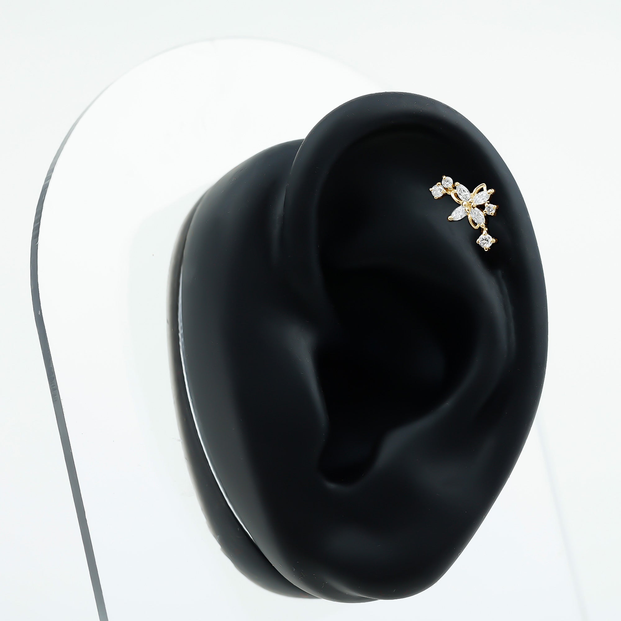 Diamond Flower Crawler Earring Lab - ( EF-VS ) - Rosec Jewels
