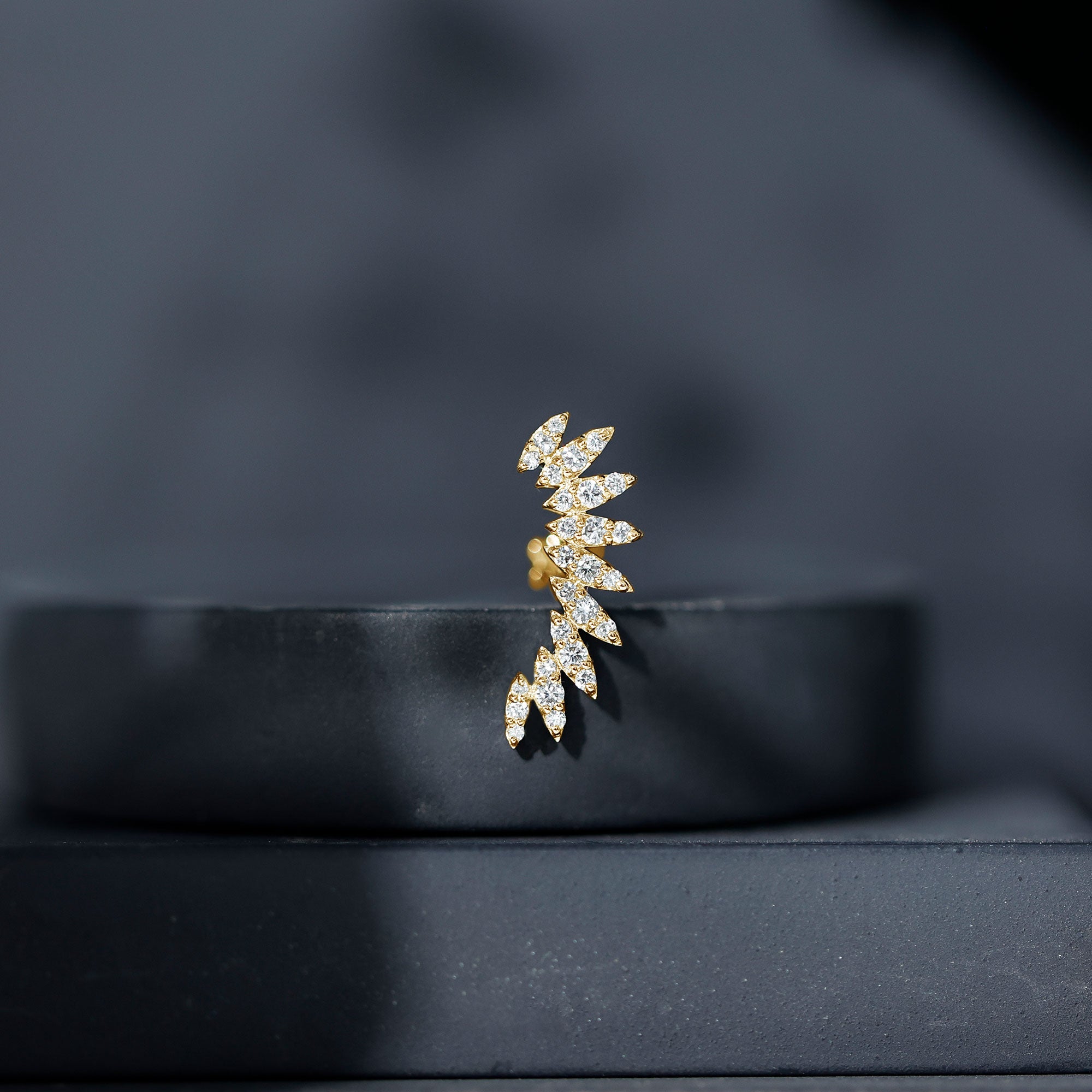 Diamond Wing Crawler Earring for Helix Piercing Lab - ( EF-VS ) - Rosec Jewels