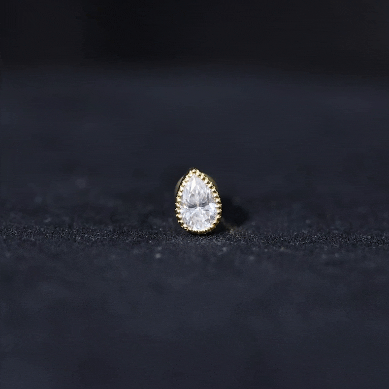 Solitaire Diamond Teardrop Stud Earring for Helix Piercing Lab - ( EF-VS ) - Rosec Jewels
