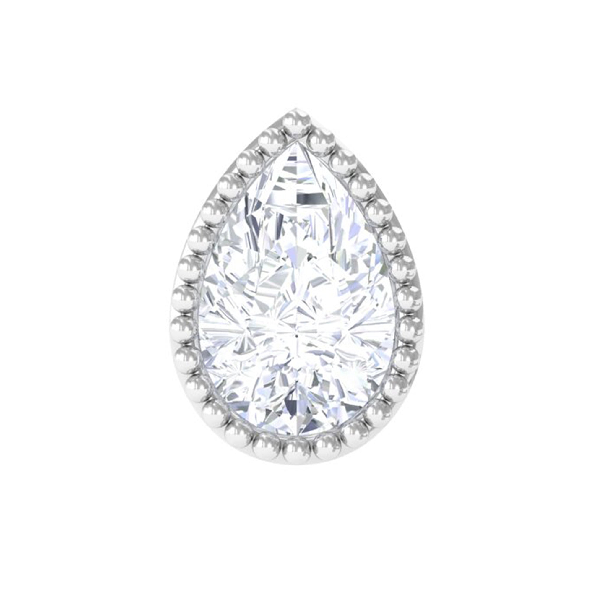 Solitaire Diamond Teardrop Stud Earring for Helix Piercing Lab - ( EF-VS ) - Rosec Jewels