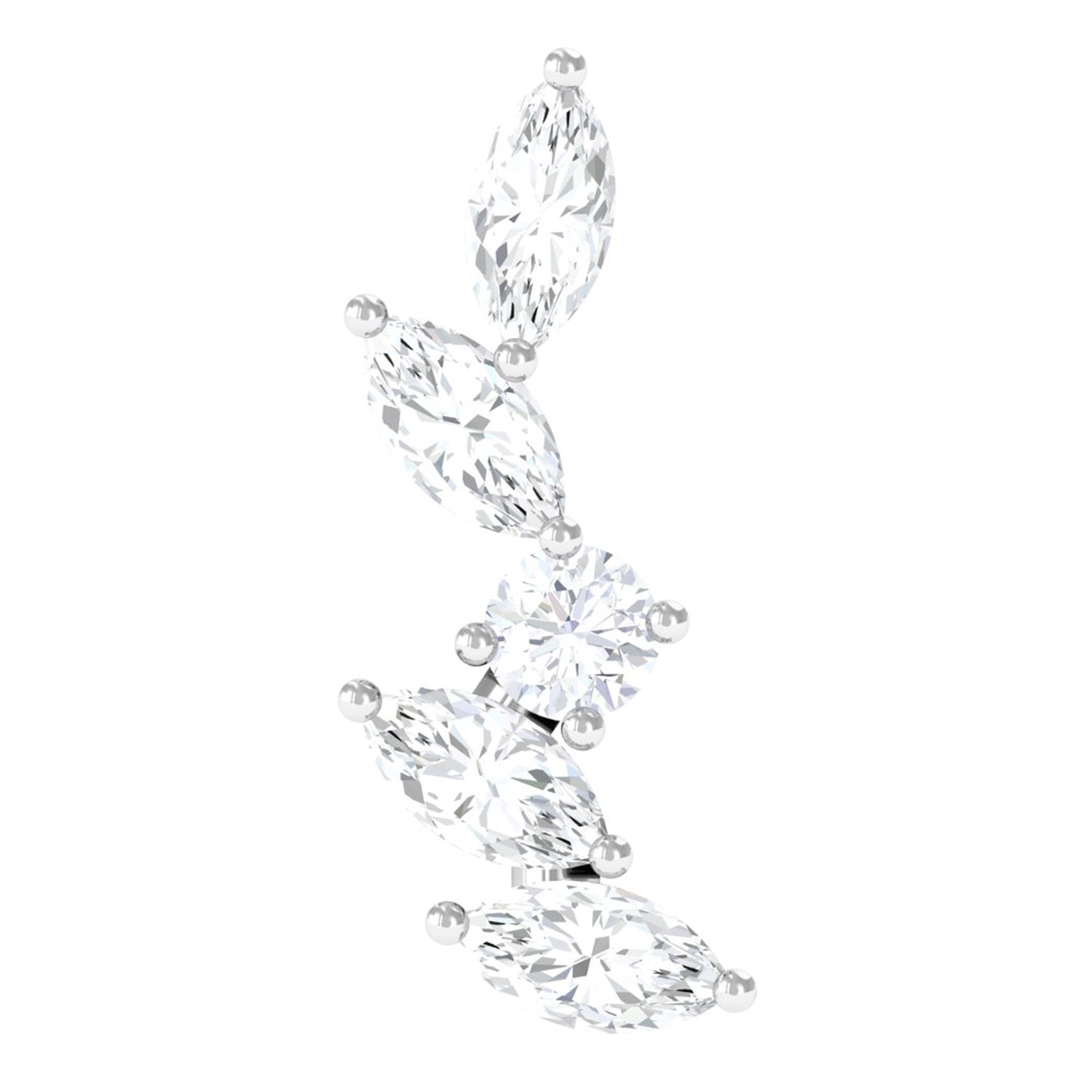 Marquise Shape Diamond Leaf Crawler Helix Earring