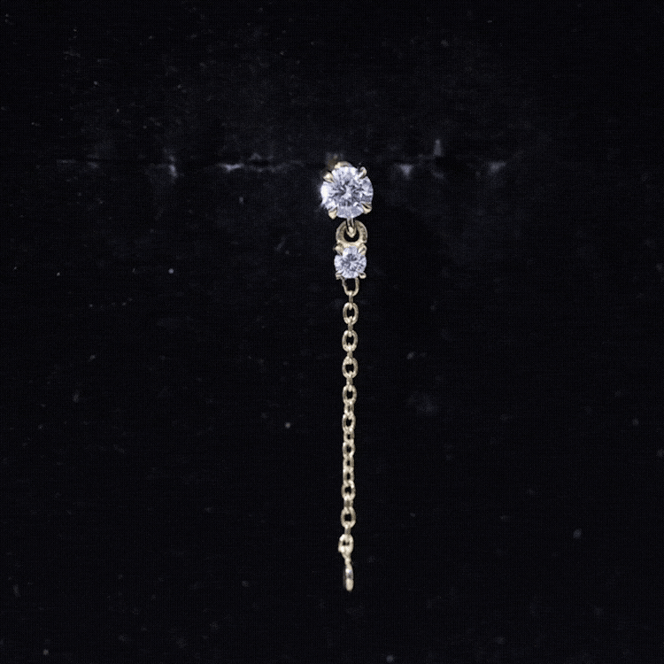 Certified Diamond Chain Drop Earring for Helix Piercing Lab - ( EF-VS ) - Rosec Jewels