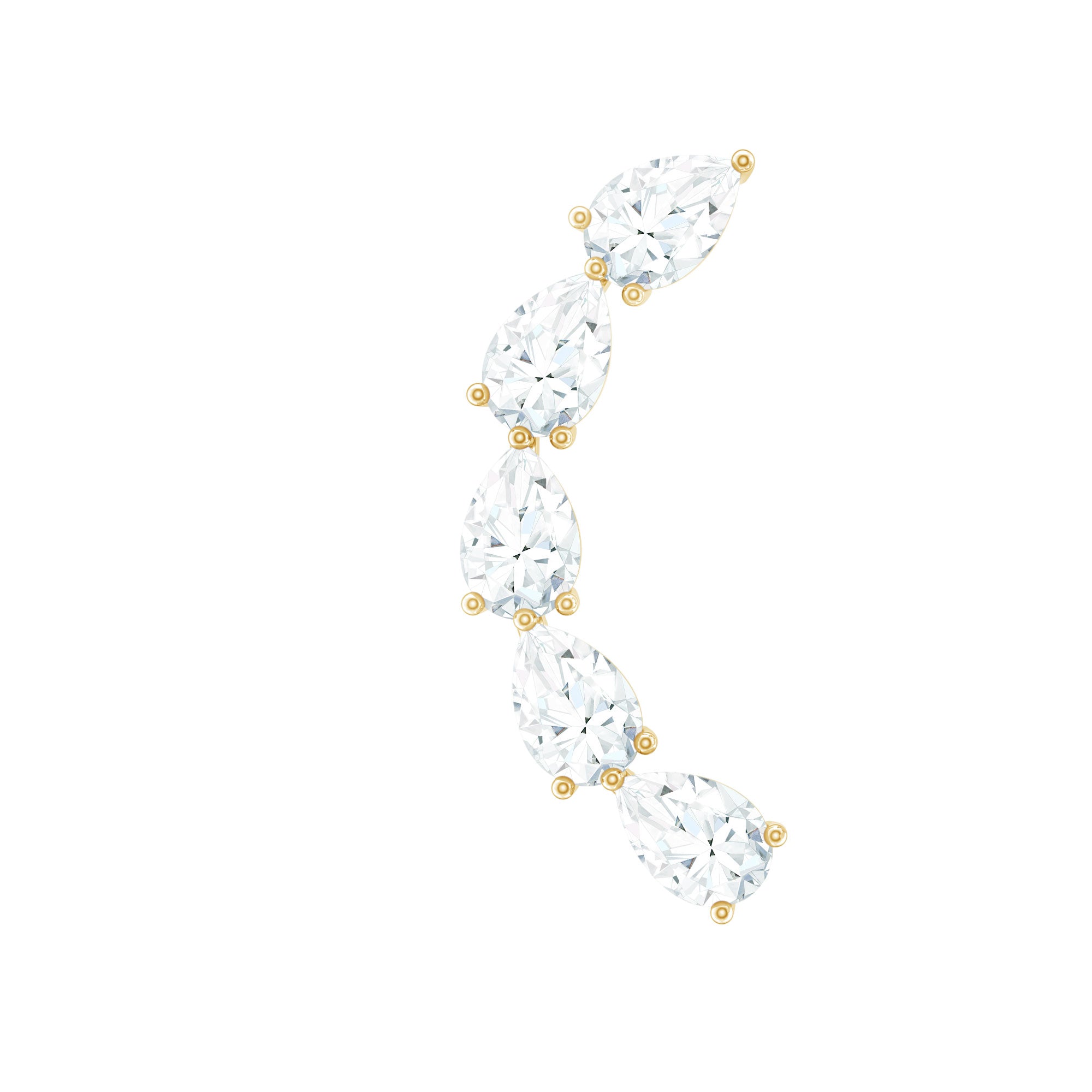 Certified Pear Cut Moissanite Ear Crawler Earring D-VS1 - Rosec Jewels