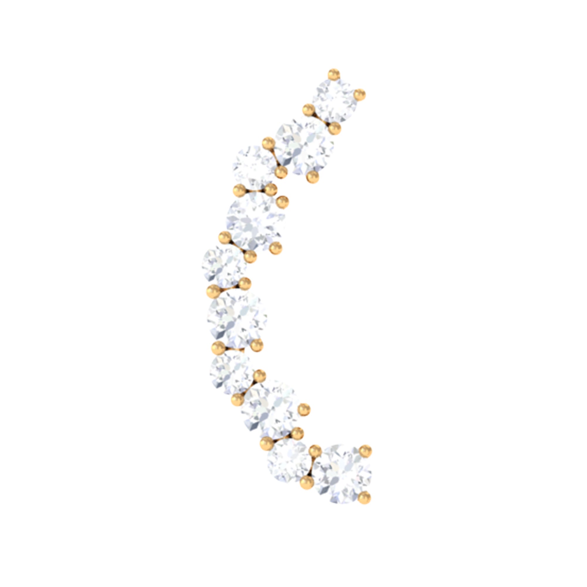 Round Cut Moissanite Ear Crawler Earring for Helix Piercing D-VS1 - Rosec Jewels