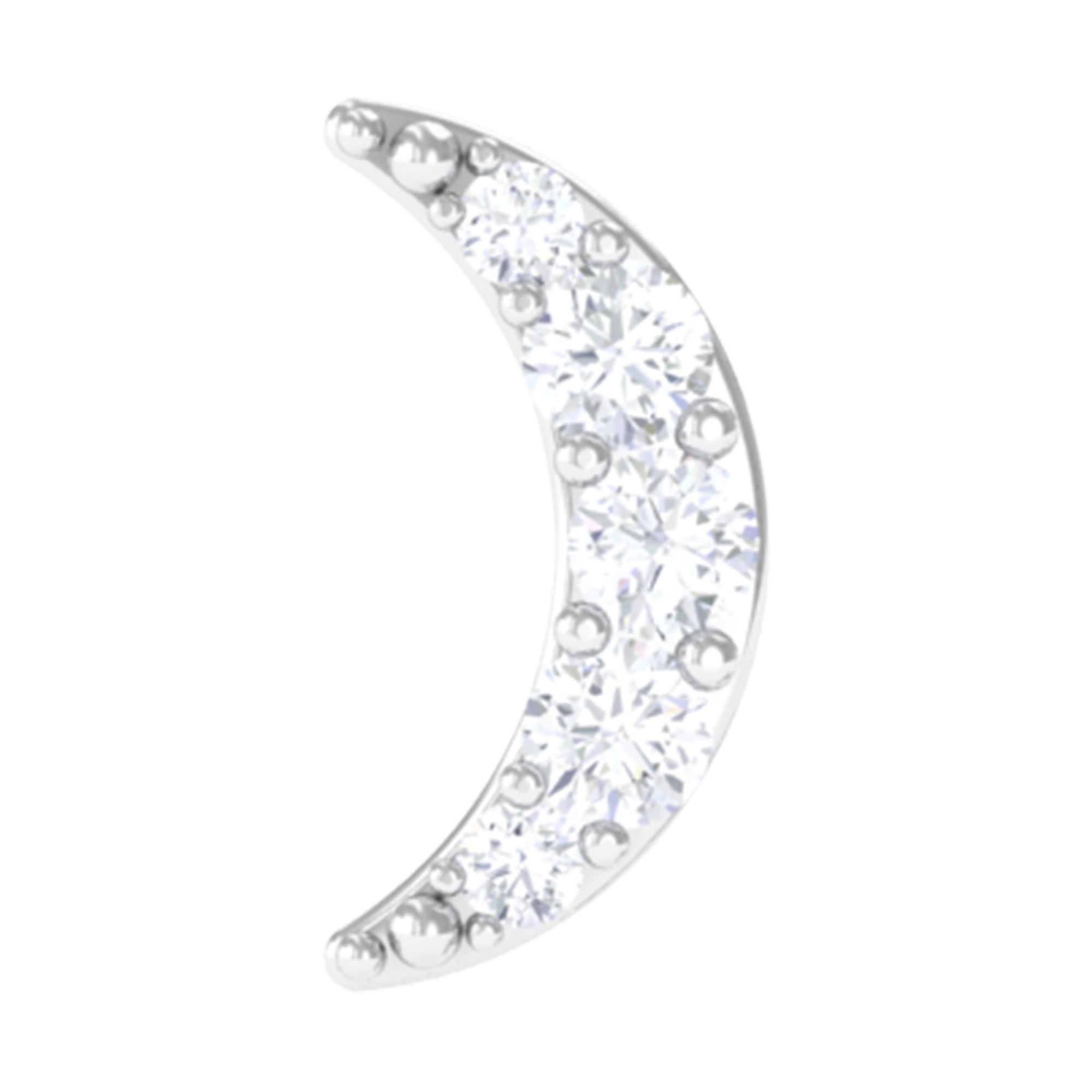 Natural Diamond Moon Earring for Cartilage Piercing Natural - ( HI-SI ) - Rosec Jewels