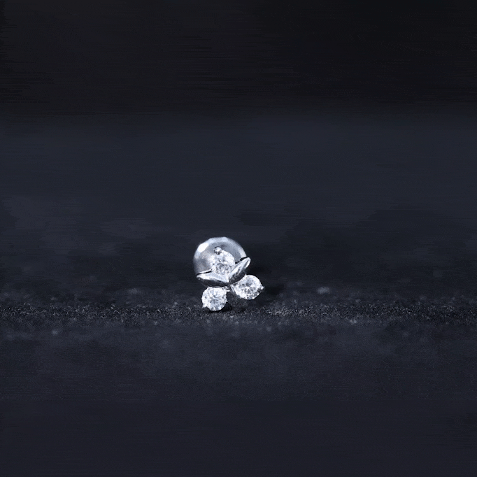 Brilliant Cut Diamond Floral Earring for Conch Piercing Natural - ( HI-SI ) - Rosec Jewels