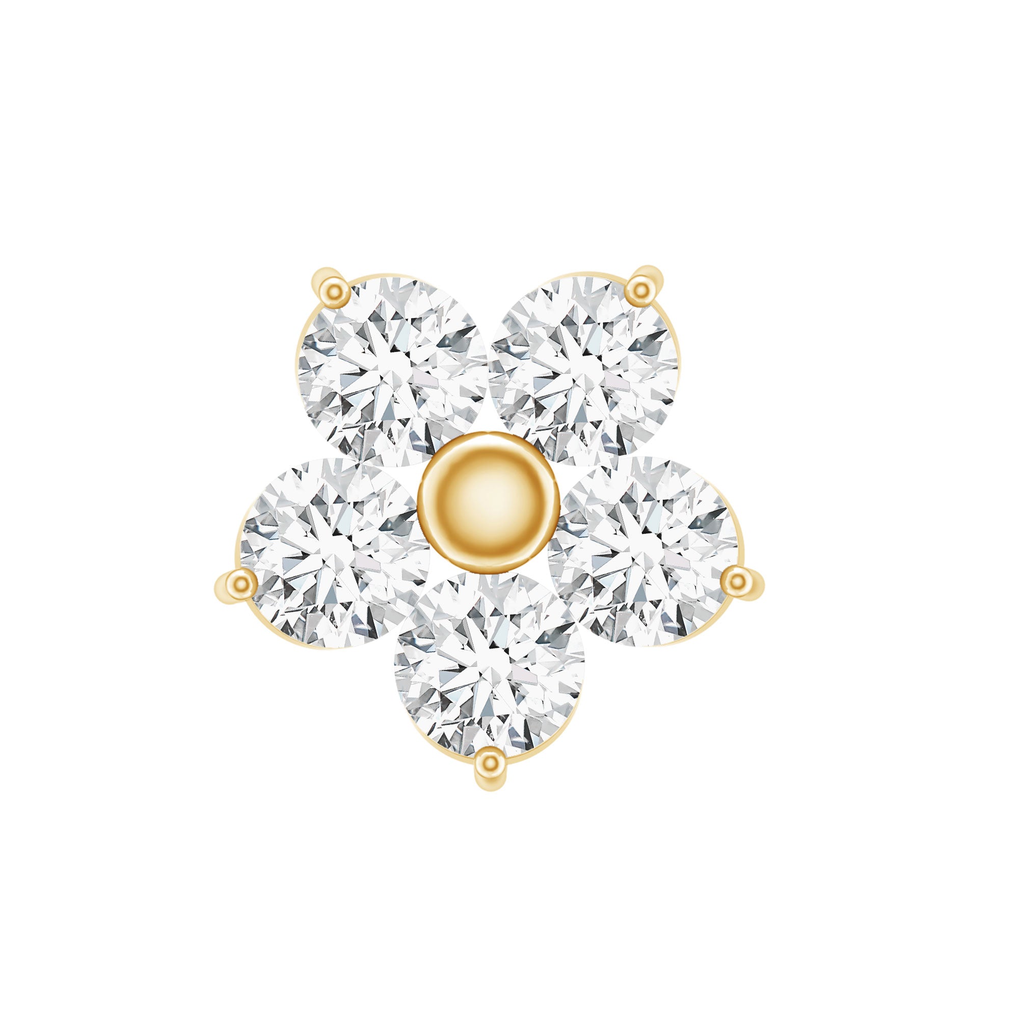 Minimalist Diamond Flower Tragus Earring with Flat Back Natural - ( HI-SI ) - Rosec Jewels