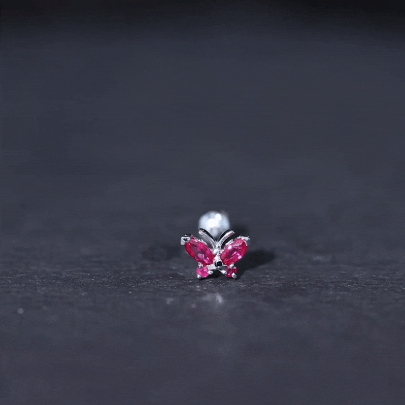 Real Marquise Cut Ruby Cute Butterfly Conch Earring AAA - Rosec Jewels