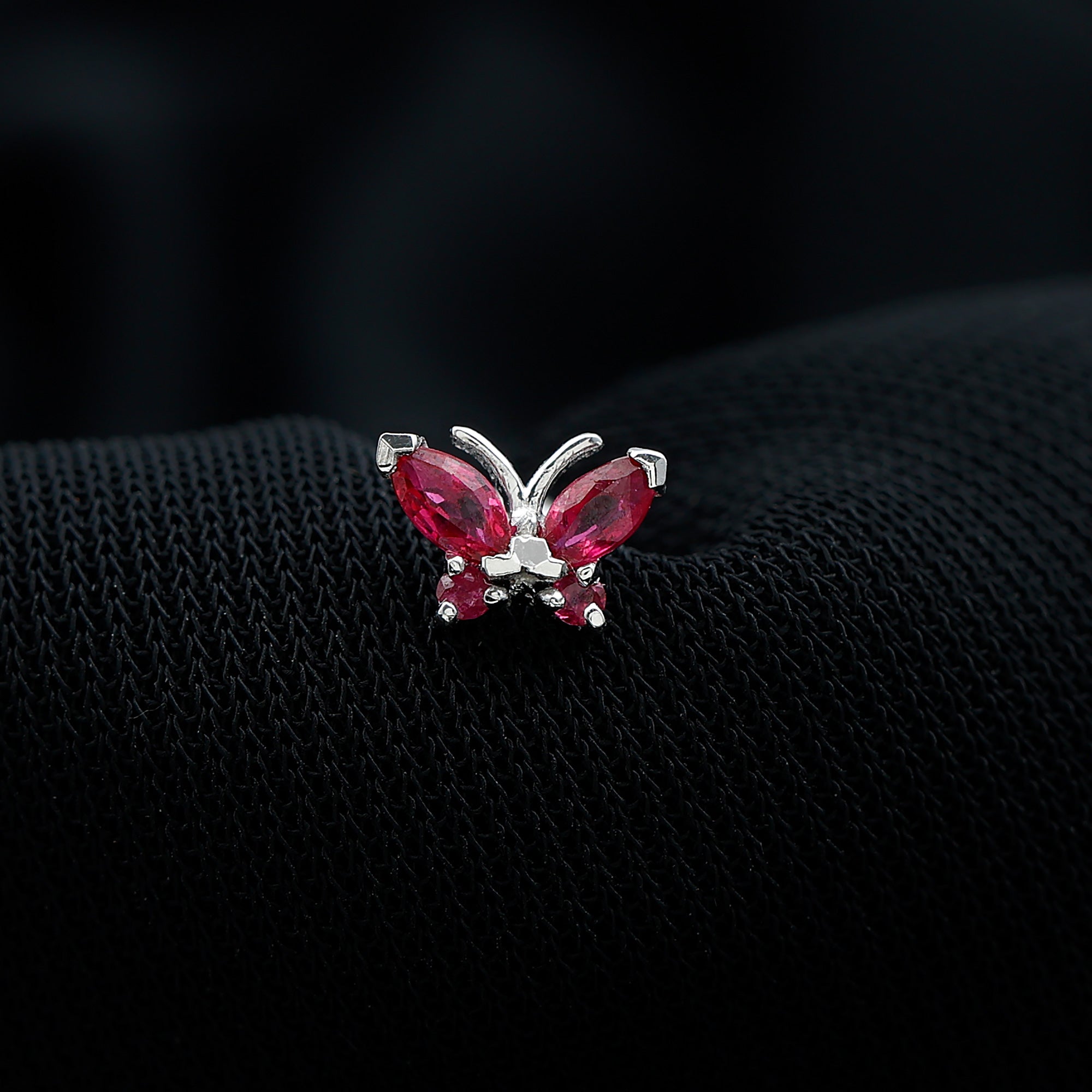 Real Marquise Cut Ruby Cute Butterfly Conch Earring AAA - Rosec Jewels