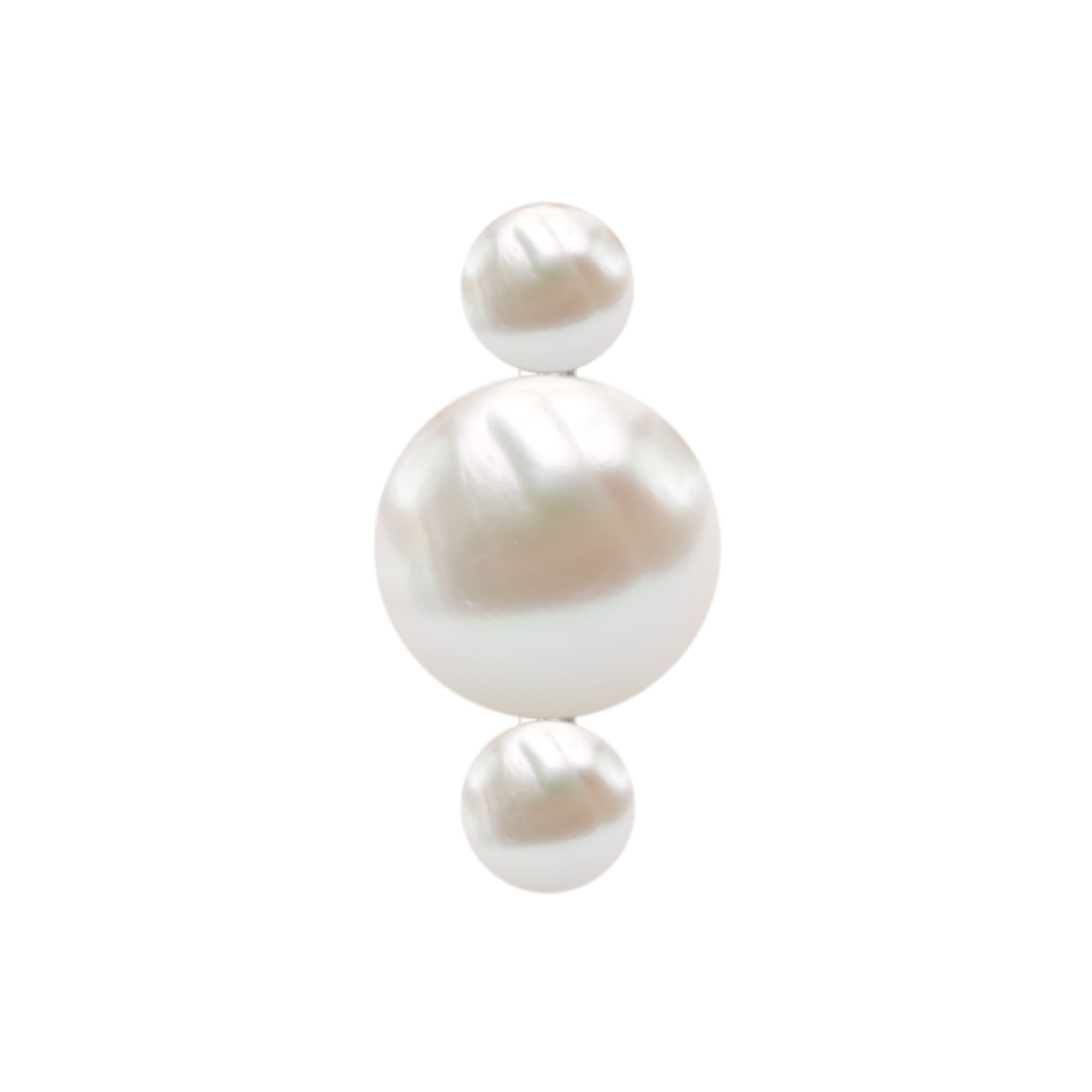 Rosec Jewels-Round Freshwater Pearl Three Stone Cartilage Earring