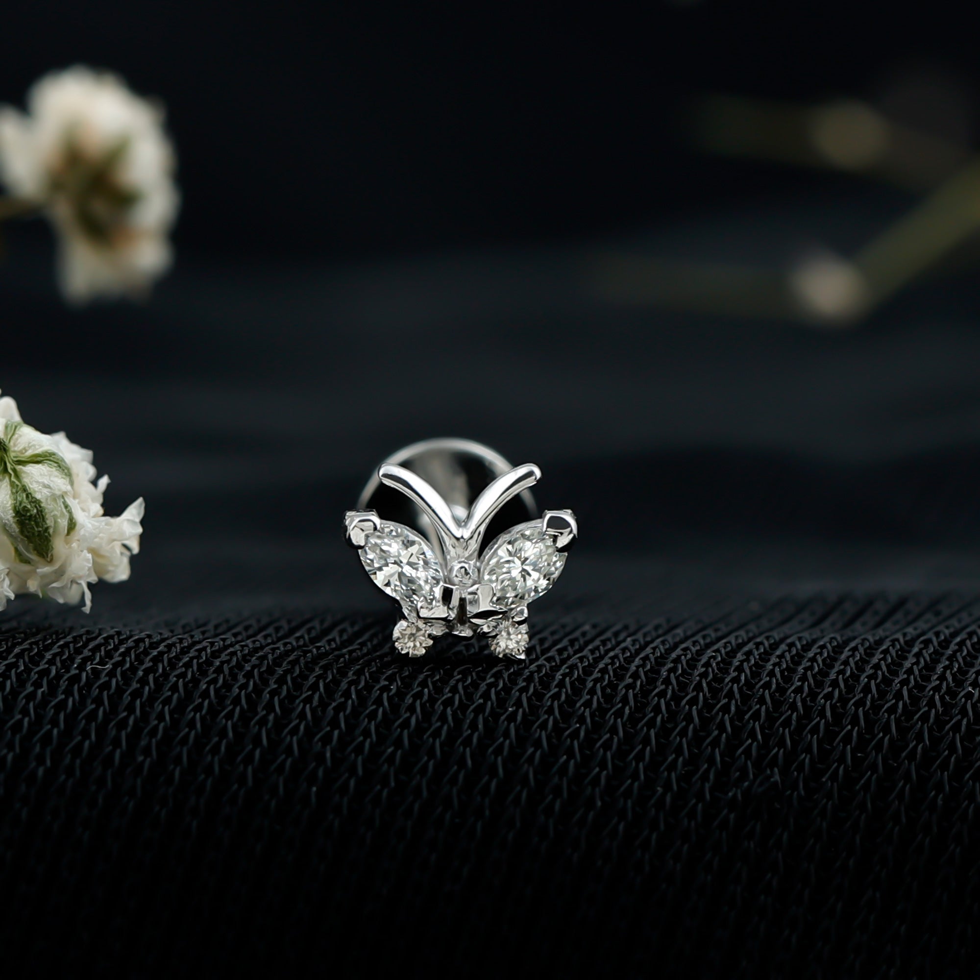 Marquise Moissanite Butterfly Cartilage Earring D-VS1 - Rosec Jewels