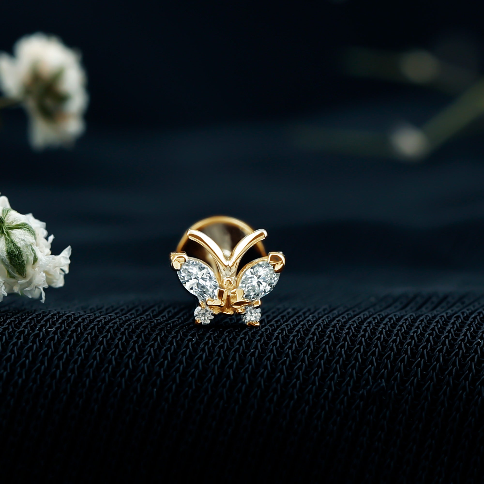 Marquise Moissanite Butterfly Cartilage Earring D-VS1 - Rosec Jewels