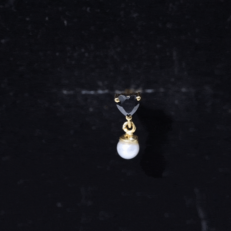 Real Black Onyx and Freshwater Pearl Helix Drop Earring AAA - Rosec Jewels