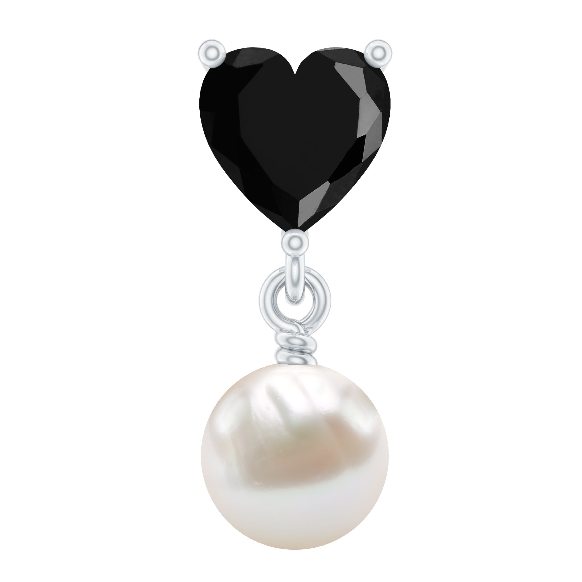 Real Black Onyx and Freshwater Pearl Helix Drop Earring AAA - Rosec Jewels
