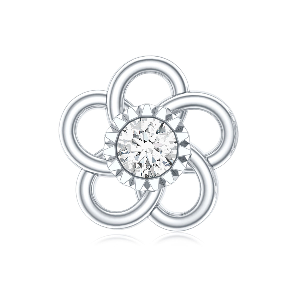 Diamond Flower Earring for Cartilage Piercing Lab - ( EF-VS ) - Rosec Jewels